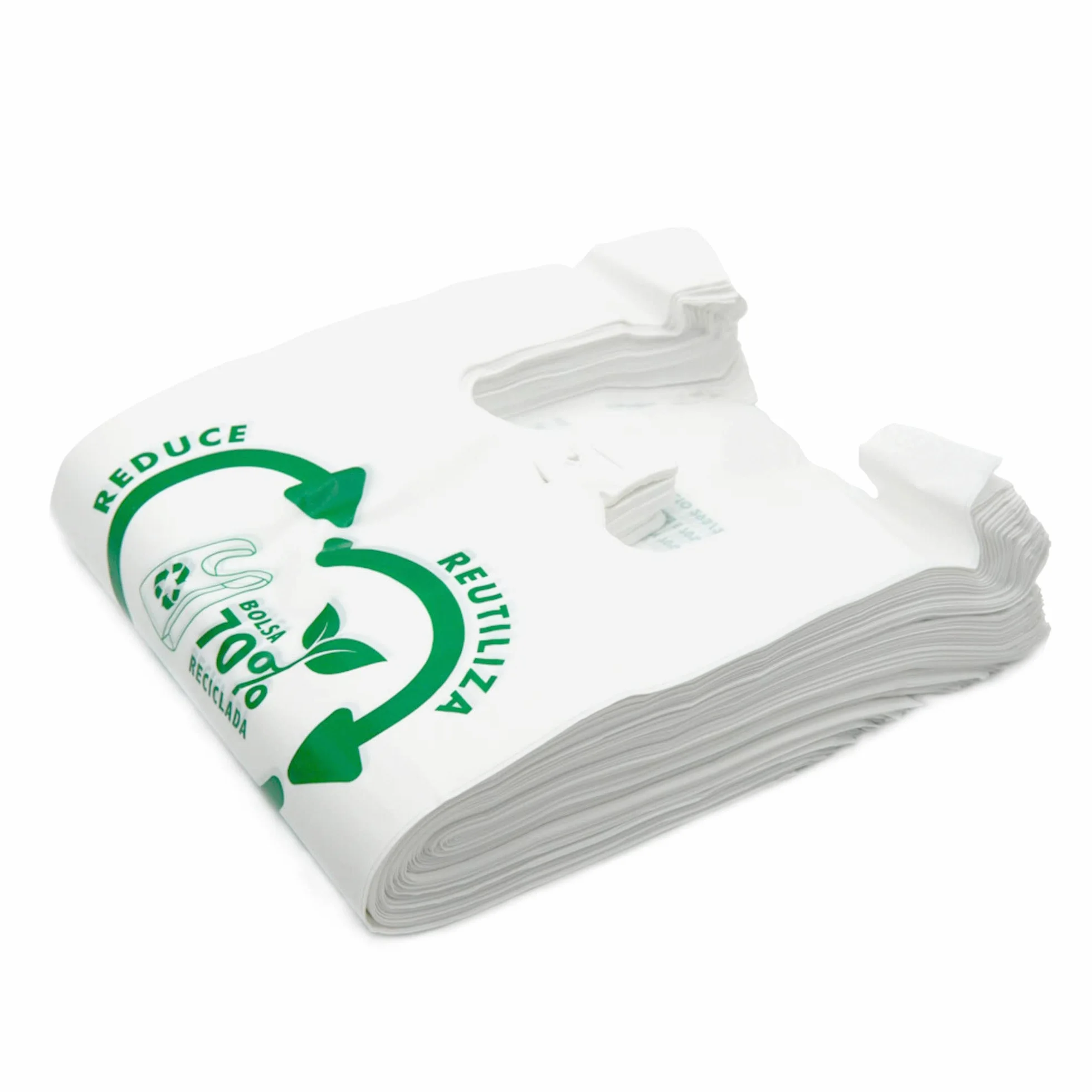 Bolsas de Plástico 70% Reciclado XXL 50x60 cm 50 Uds Aptas Uso Alimentario Galga 200 Tipo Camiseta