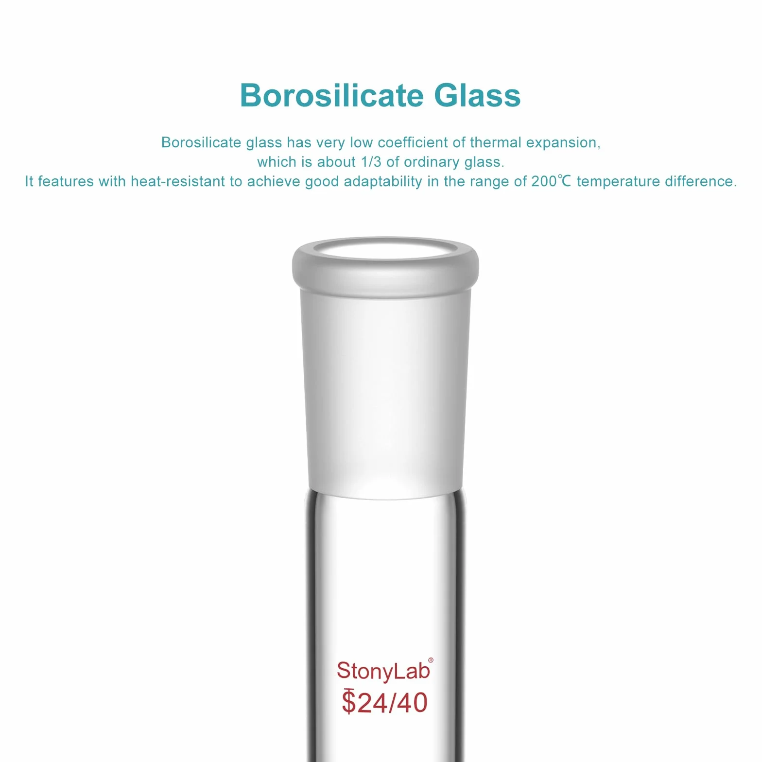 Adaptador Recto de Vidrio Borosilicato 70 mm Juntas Exteriores 24/40 Laboratorio