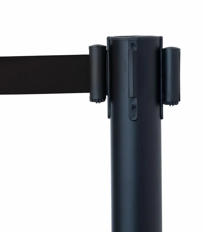 Pack 2 Postes Separadores con Cinta Extensible Catenarias 32cm x 2m Negro