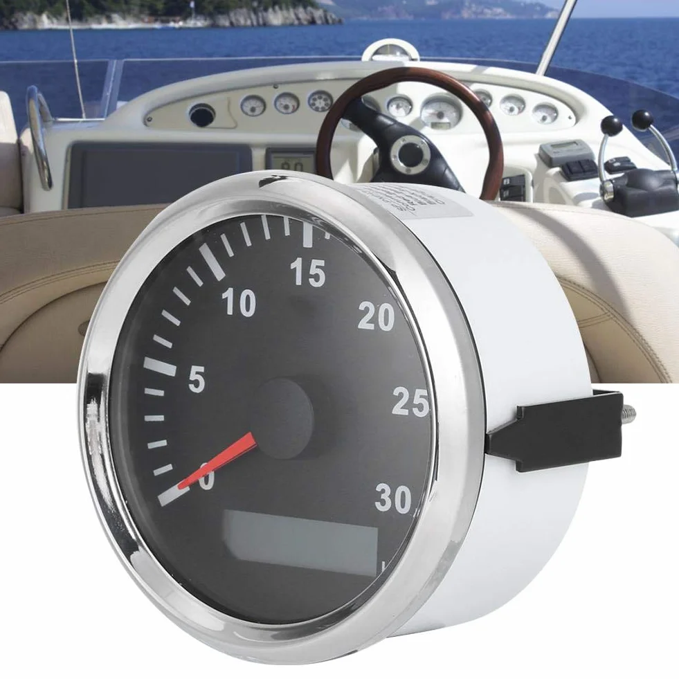 Tacómetro 85mm 12V/24V IP67 Sensor para barcos con pantalla LCD luz roja