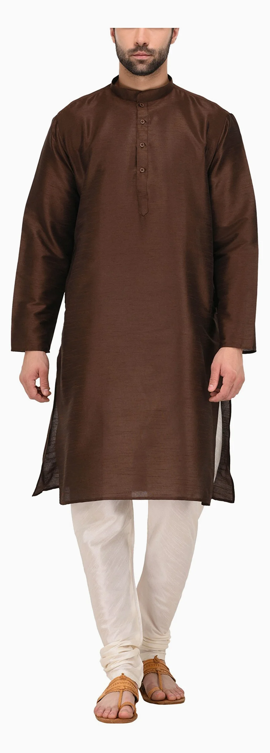 Tag 7 Pijama Kurta mezcla 40 marrón y blanco para hombre, Marrón y blanco, 42