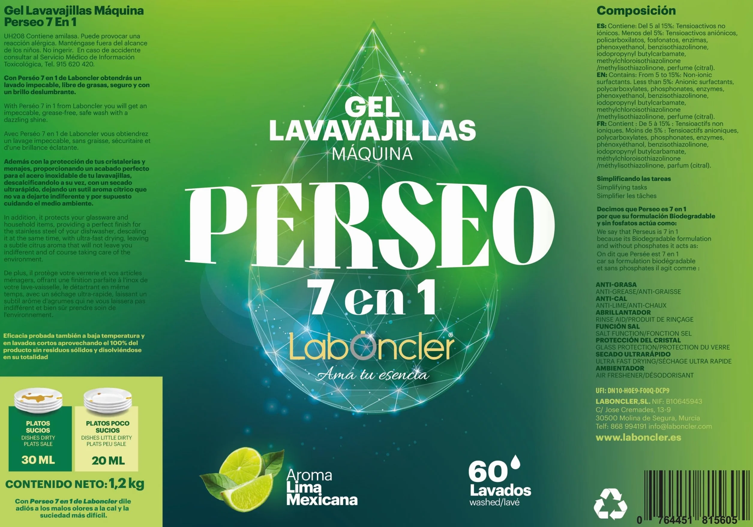 PERSEO LAVAVAJILLAS EN GEL 1,2Kg