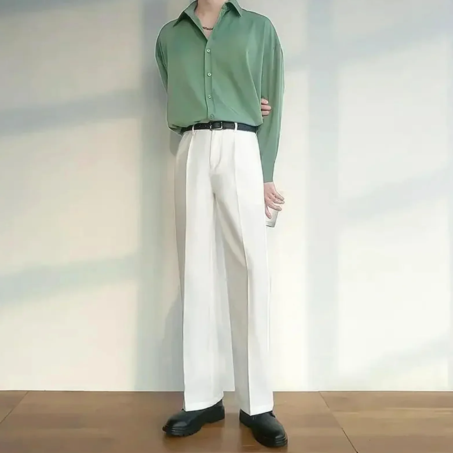 Pantalones ajustados para hombre, pantalones negros tensados, pantalones fluidos, para sastrería, antiarrugas