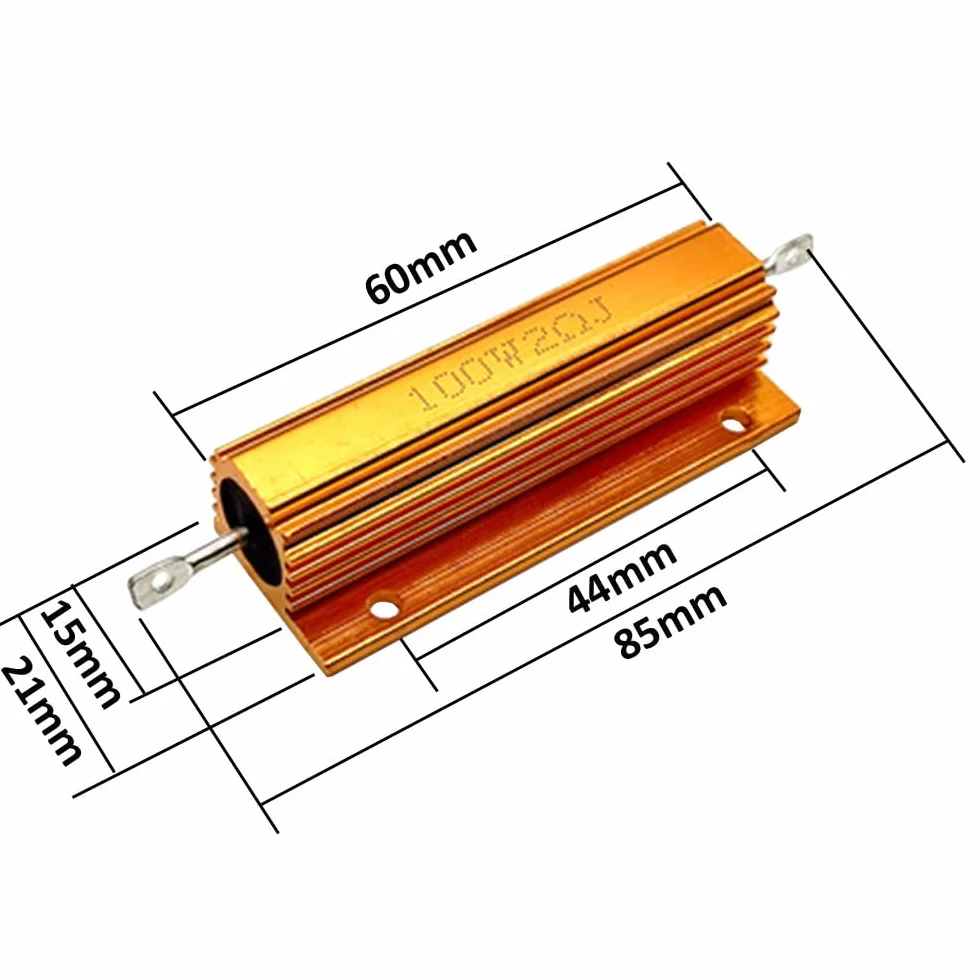 ETOPARS 100W 1 Ohm Resistencia 5% Aluminio Carcasa Bobinado Chasis Montado Resistencias de Carga