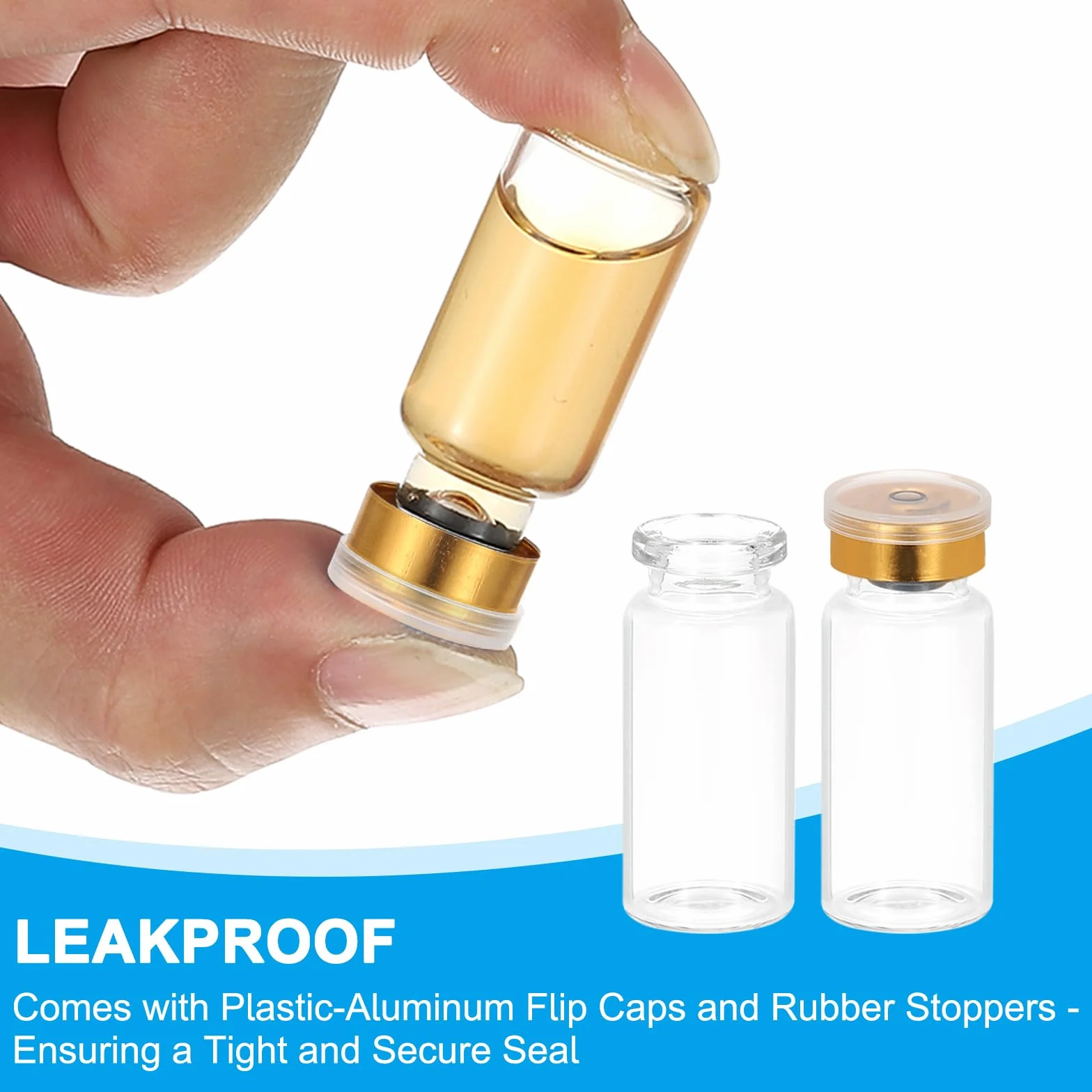 PATIKIL 12 Piezas Viales Muestra Vidrio Borosilicato Transparente 10 ml Tapa Aluminio Plástico Tapón Goma Almacenamiento Sólidos