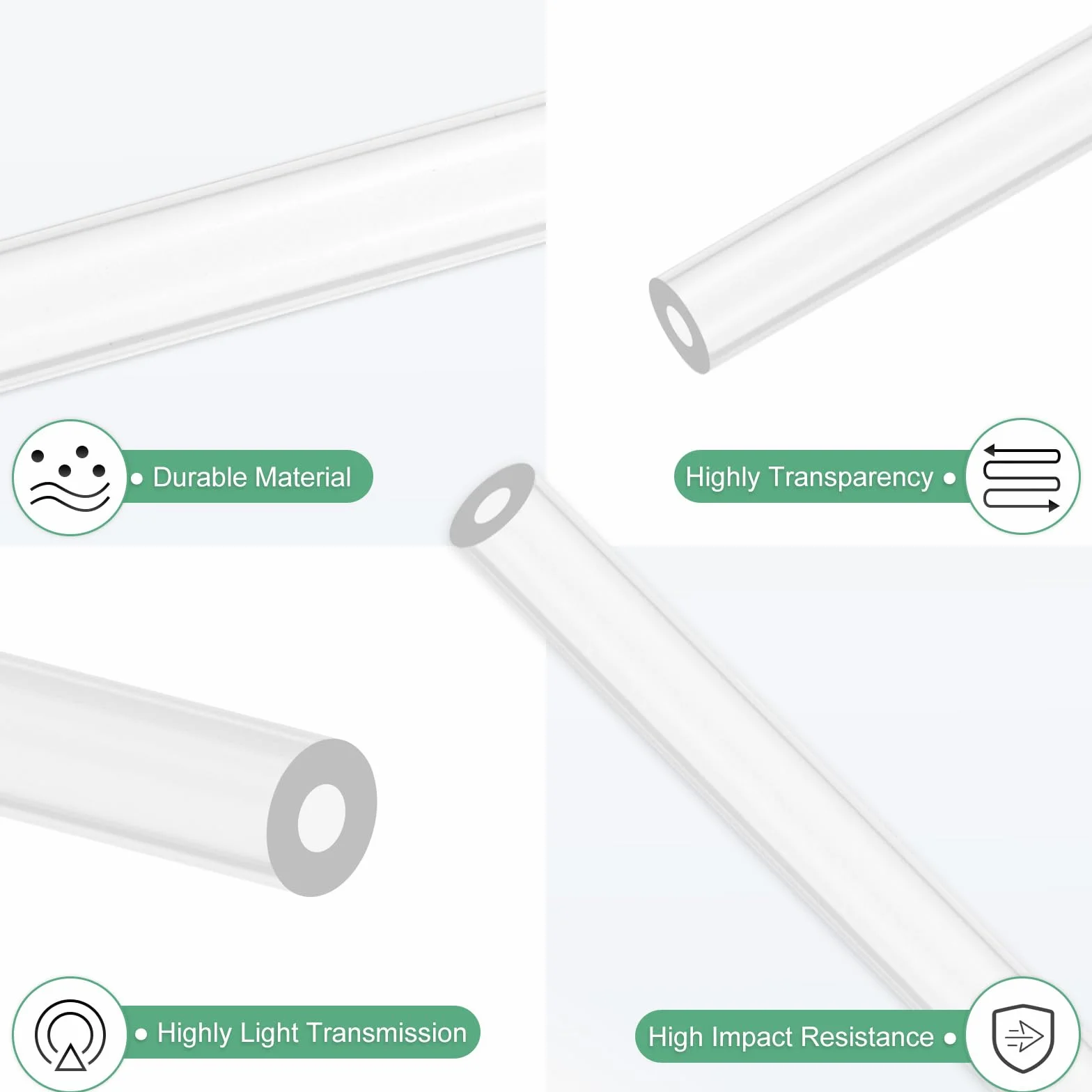 M METERXITY 4Pcs Tubo Rígido De Acrílico Transparente 3mm DI x 7mm DE 305mm