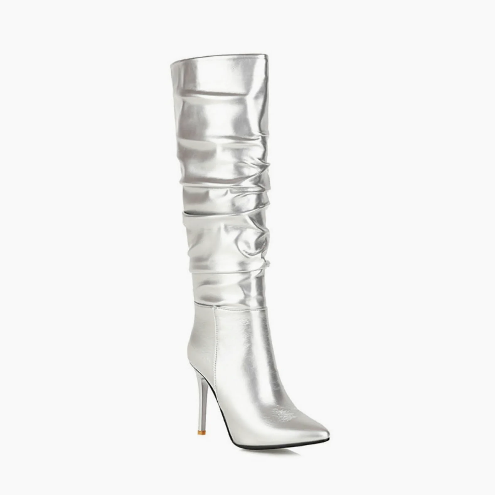 Mujer Botas Largas De Tacón Puntiagudo Tacón Stiletto Botas Encima De La Rodilla Pull-On Botas De Motocicleta Botas De Montar Cuero Botas De Combate Caminar Caballero