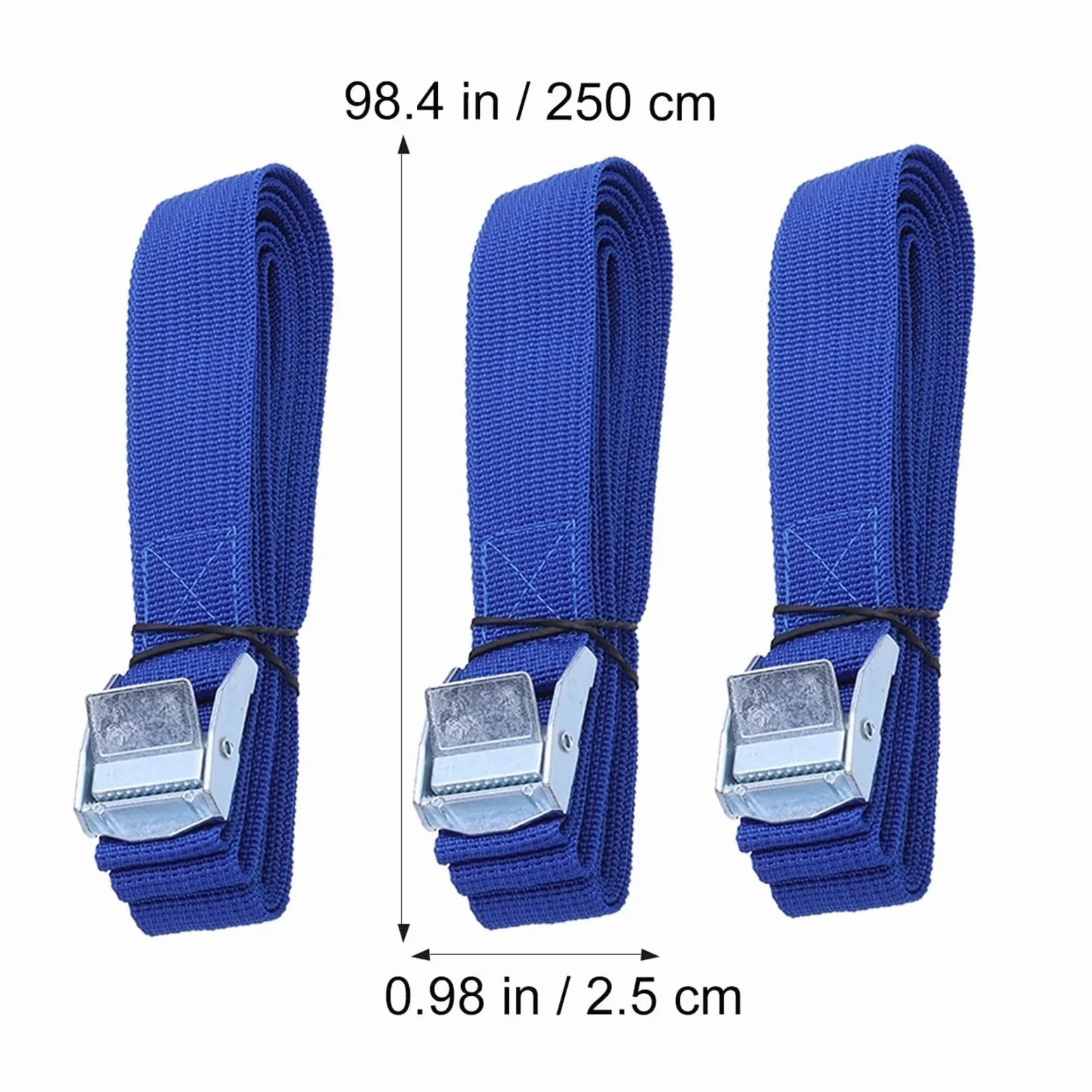 Correa con Hebilla, Correas de Amarre 2,5 m con Hebilla Nailon liberación rápida for Carga, portaequipajes Coche, Equipaje y mudanzas(2pc)