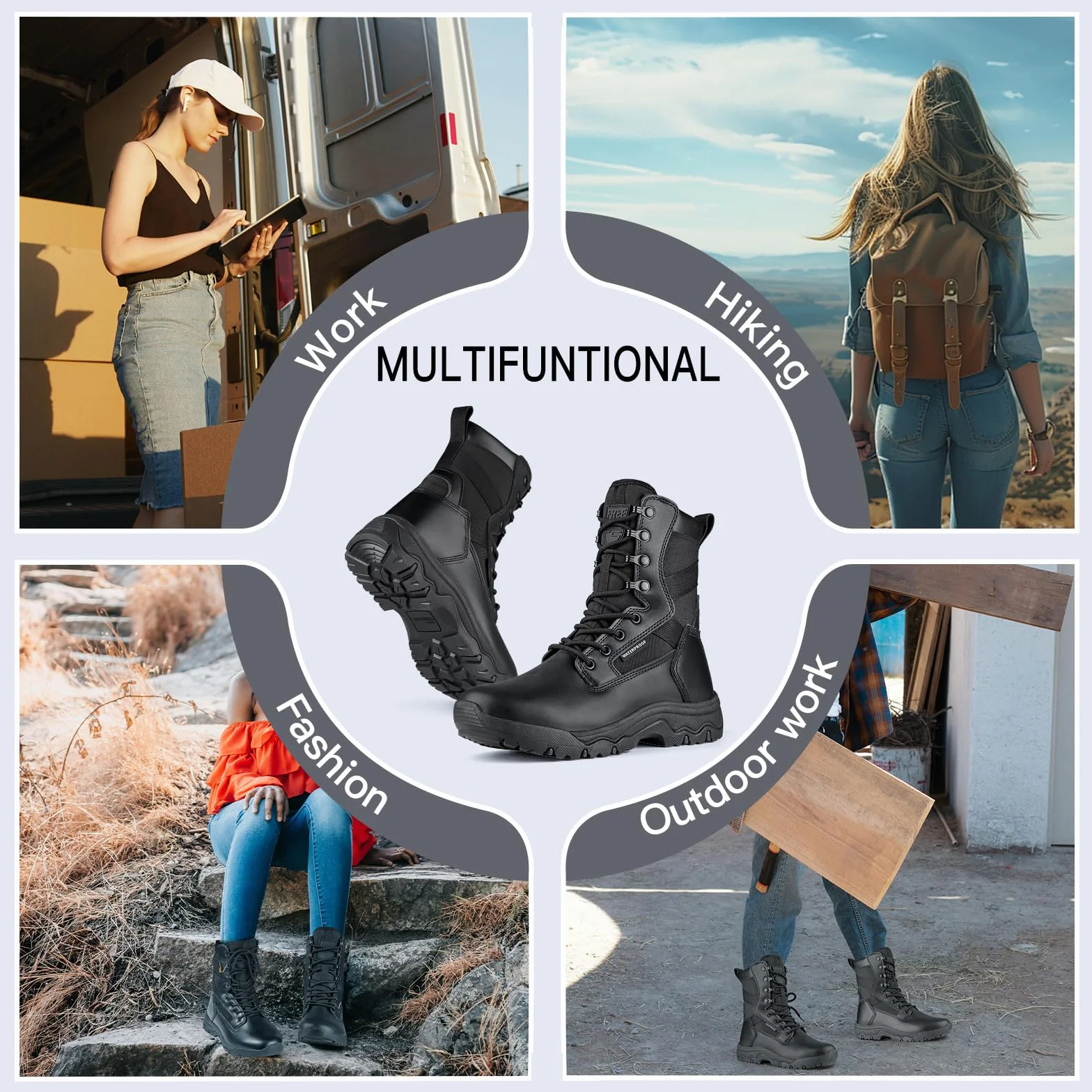 FREE SOLDIER Botas tácticas de las mujeres 8 pulgadas Botas ligeras del combate Botas militares durables del trabajo al aire libre Botas del desierto para las mujeres