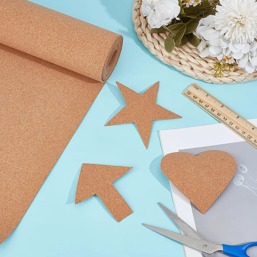 BENECREAT Rollo de Corcho Natural 5 m x 30 cm para Decoración de Paredes y Tablón de Anuncios