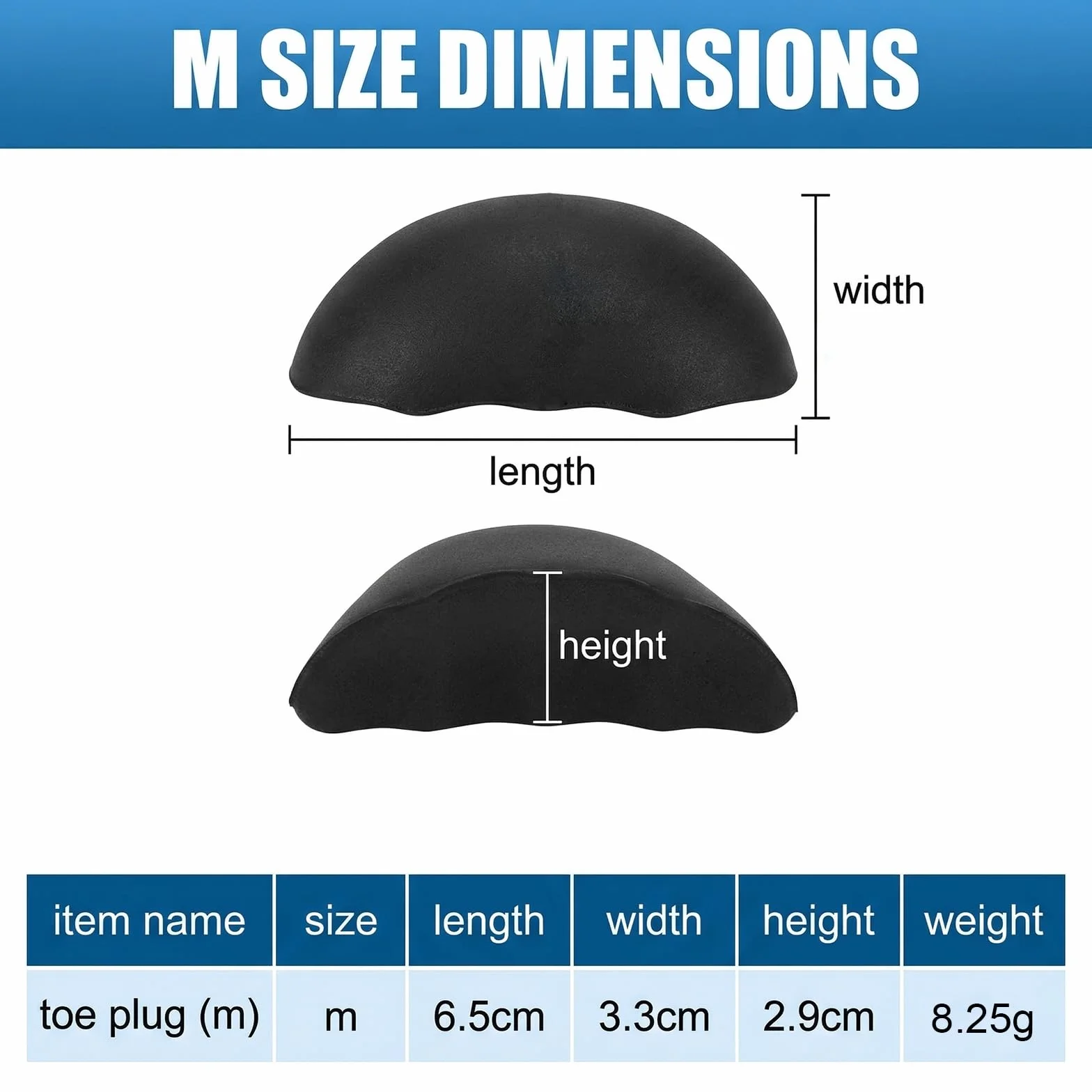 Pack de 2 Pares de Relleno para Zapatos Grandes, Ajustador de Talla de Calzado Reutilizable, Almohadillas Suaves para Puntera de Calzado Holgado, Talla M, Negro
