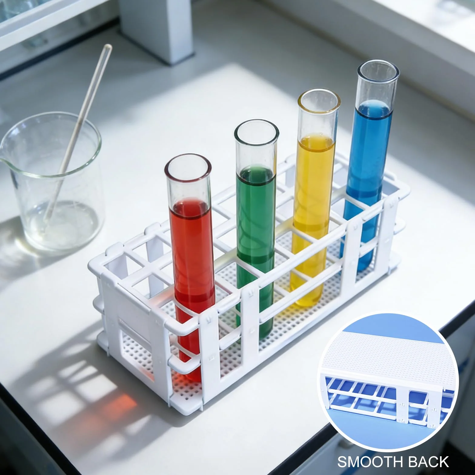 Soportes de tubos de ensayo de laboratorio 25 mm 24 agujeros plástico blanco rack