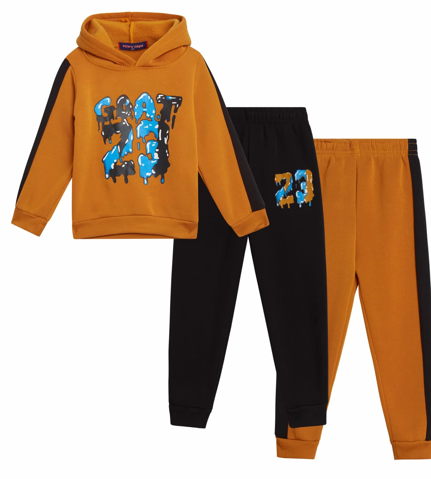 Retro Apparel Conjunto de sudadera para niño, 3 piezas, sudadera con capucha de forro polar y pantalones deportivos (12M-7)