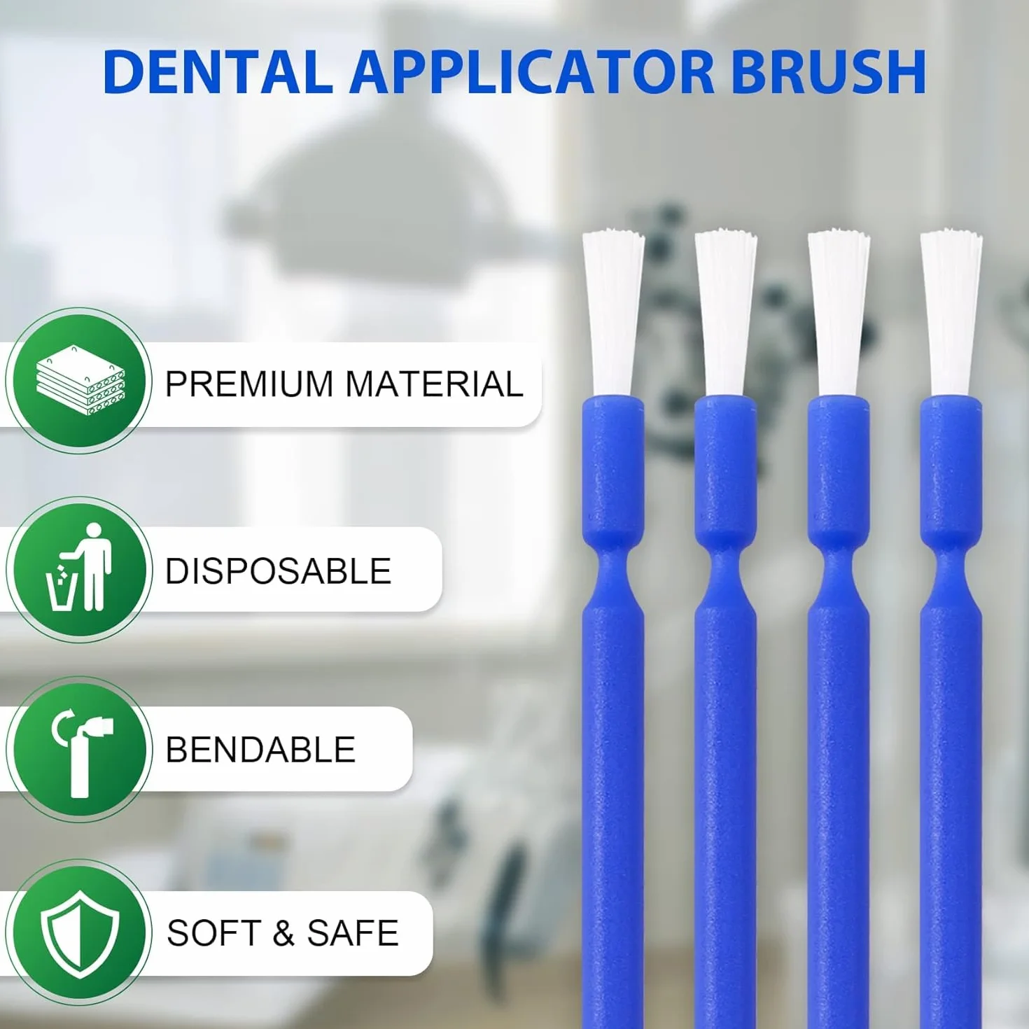 Cepillos aplicadores dentales desechables 200 uds para blanqueamiento azul y blanco