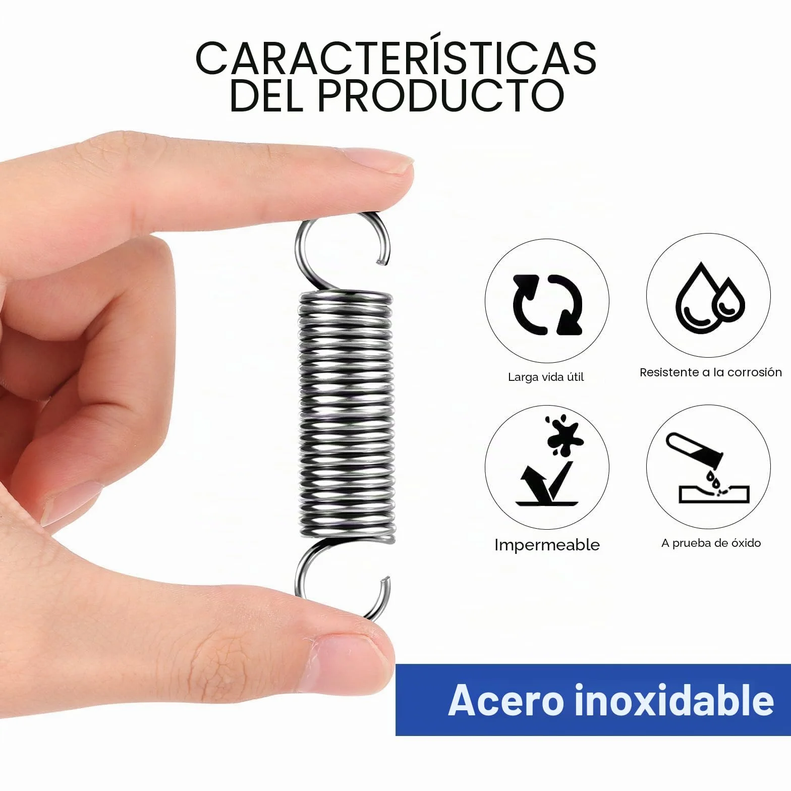 Muelles de Compresion 70x10x1.2mm Acero Inoxidable Doble Gancho 12 Piezas