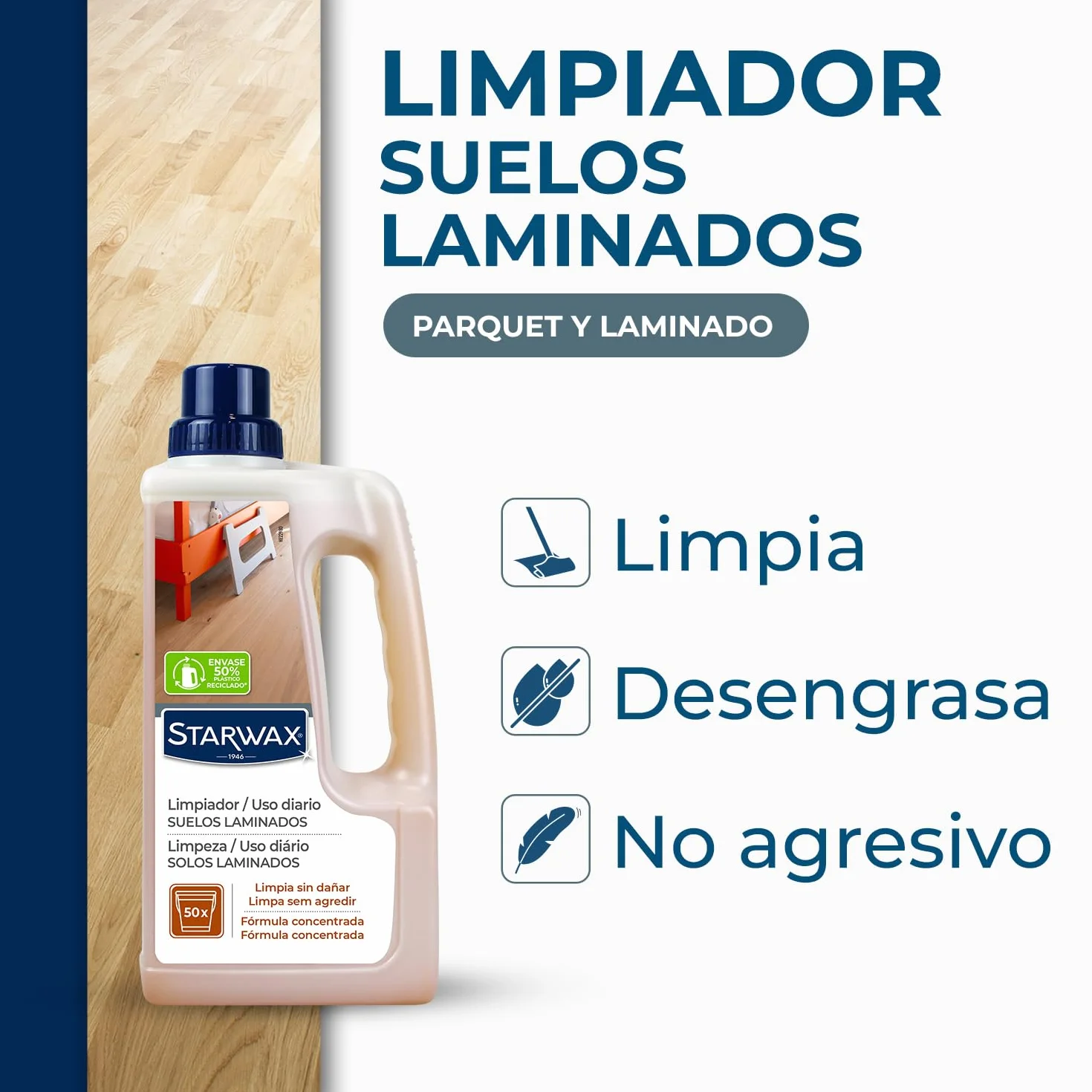 STARWAX Limpiador suave para parquet y suelos laminados 1L
