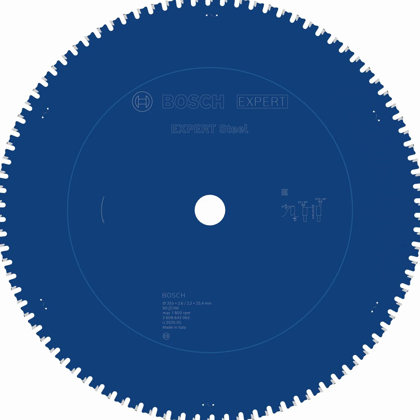 Bosch Hoja de sierra circular Expert for Steel 355 x 25,4 x 2,6 mm 90