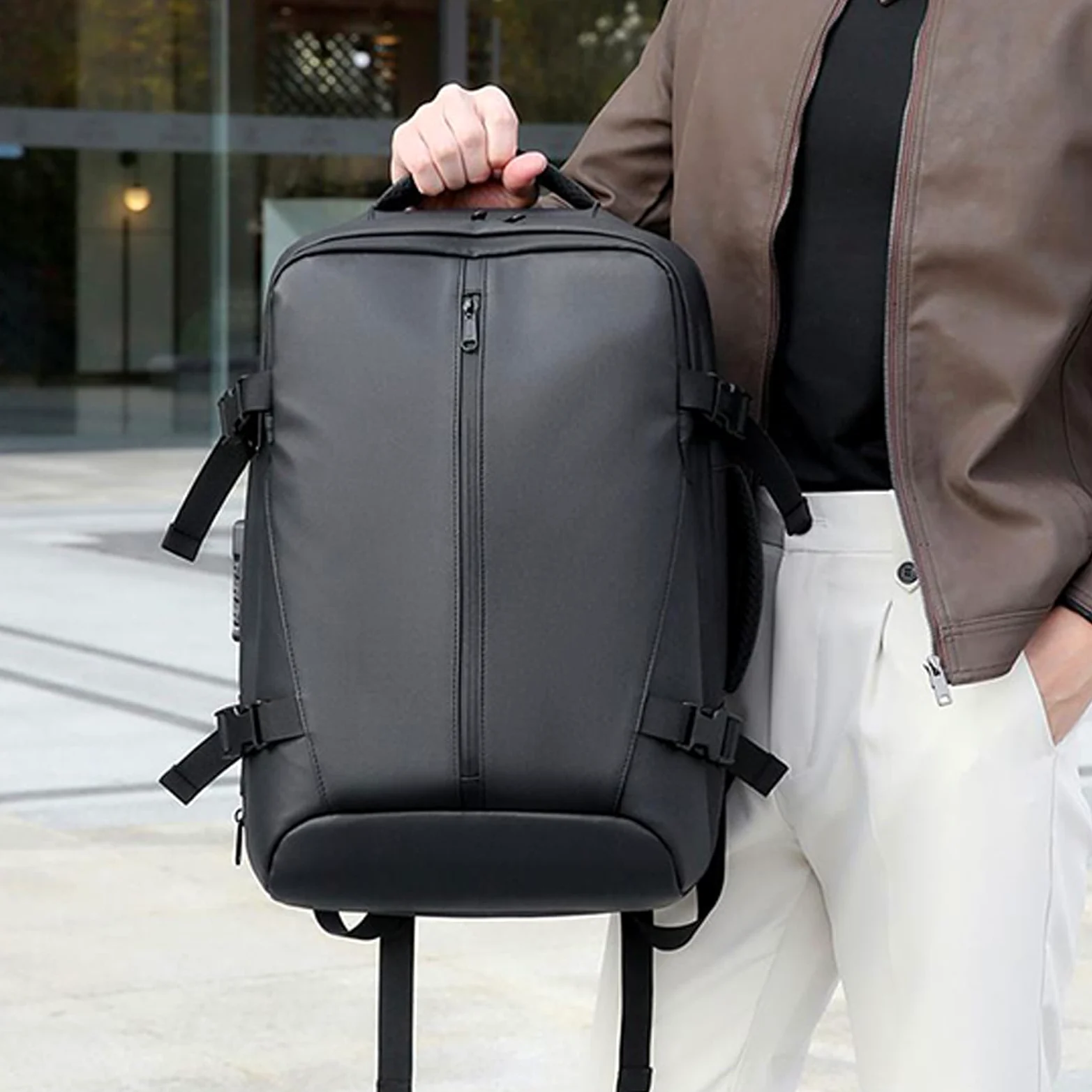 Mochila de viaje con compresión al vacío Mochila Escolar de Doble Tirante | Mochila de Compresión de Aire para Hombres Mujeres Bolsa Escolar Viaje Vacaciones Gimnasio Deporte