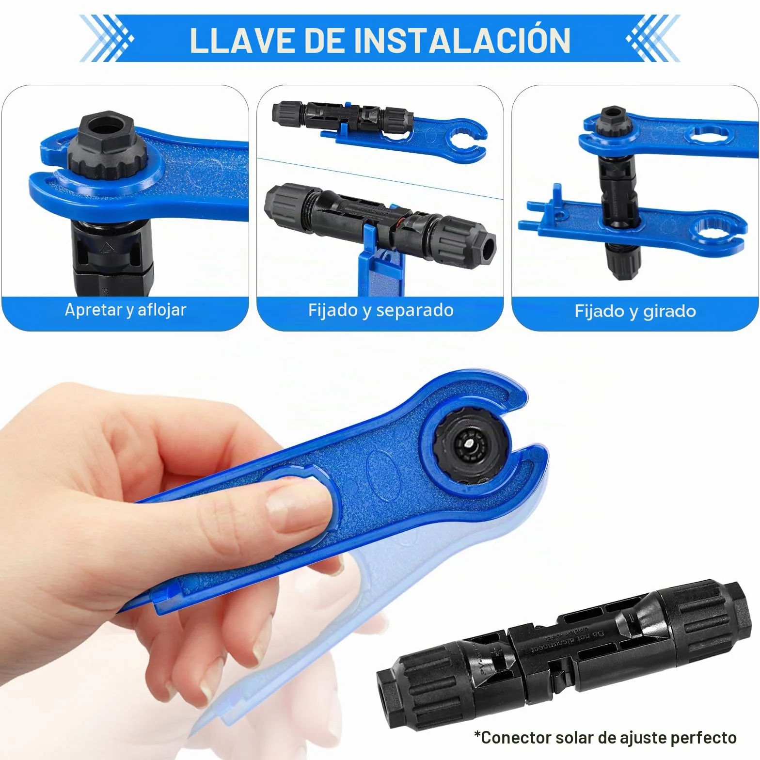 Juego de Herramientas de Crimpado Solar 2,5/4/6 mm², 12 pares Conectores Macho Hembra, Alicate de Engaste