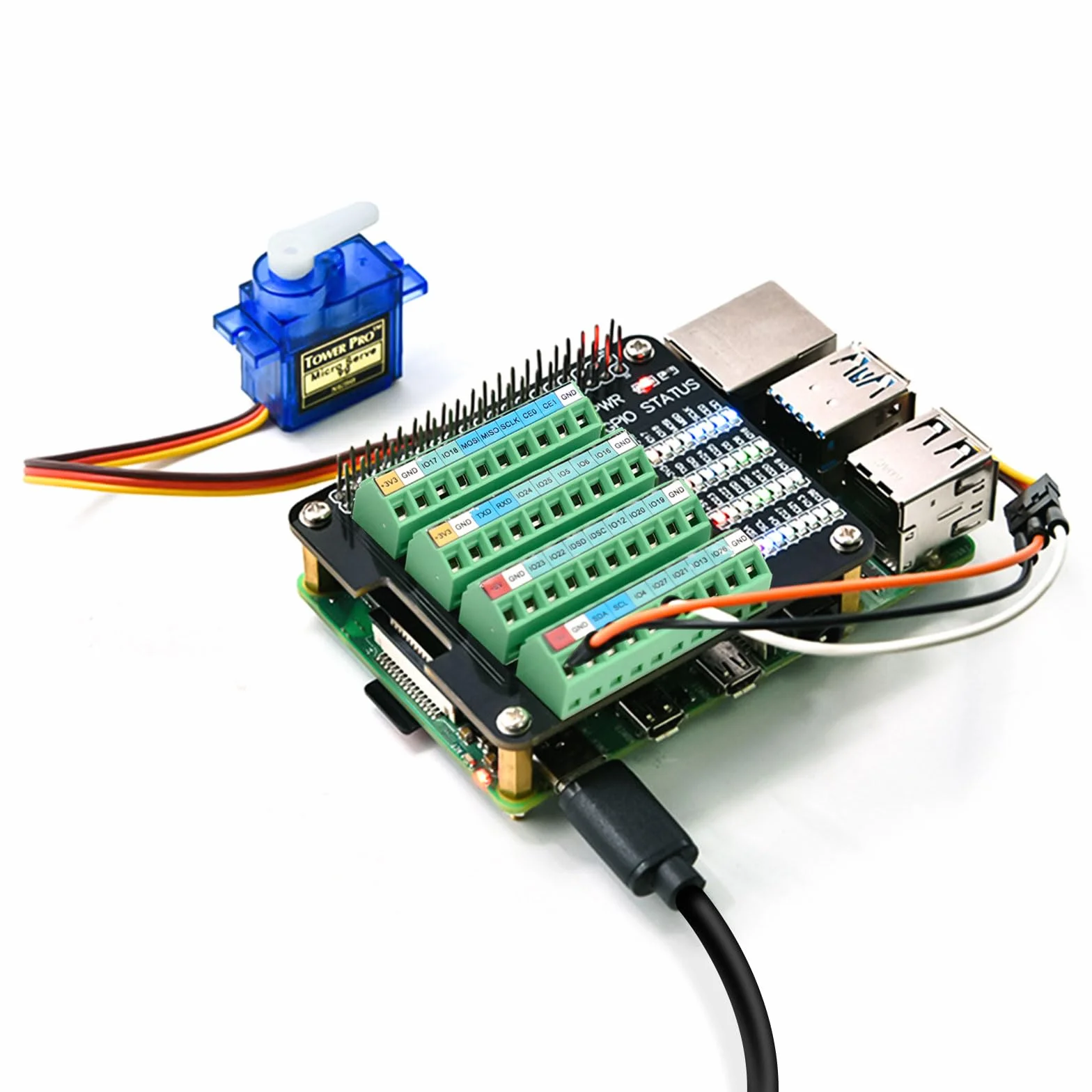 Schraubklemmenblock Breakout Board für Raspberry Pi GPIO, Modul mit Status LED für Pi 4B/3B+/3B/Zero