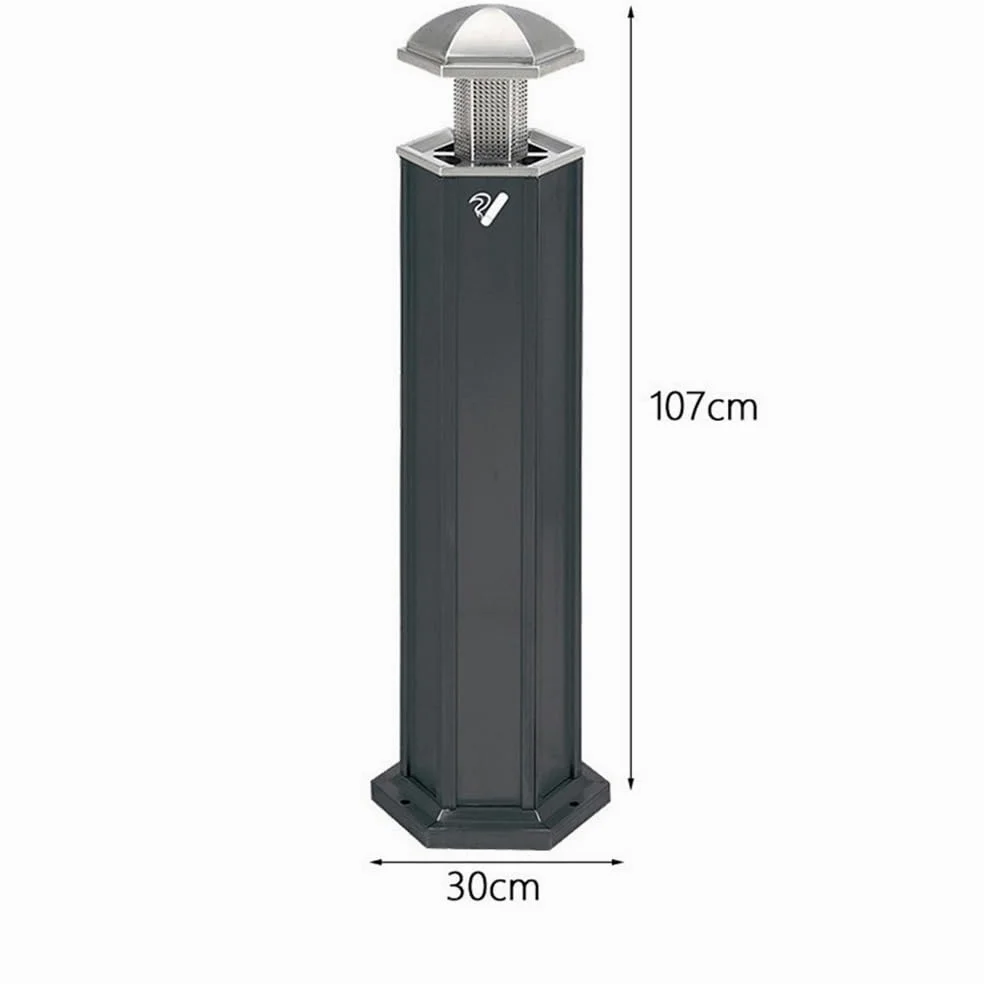 cenicero al Aire Libre Ceniza de Acero Inoxidable Negro for Hotel, for Recoger Colillas de Cigarrillos, extintor Vertical, for Exteriores cenicero