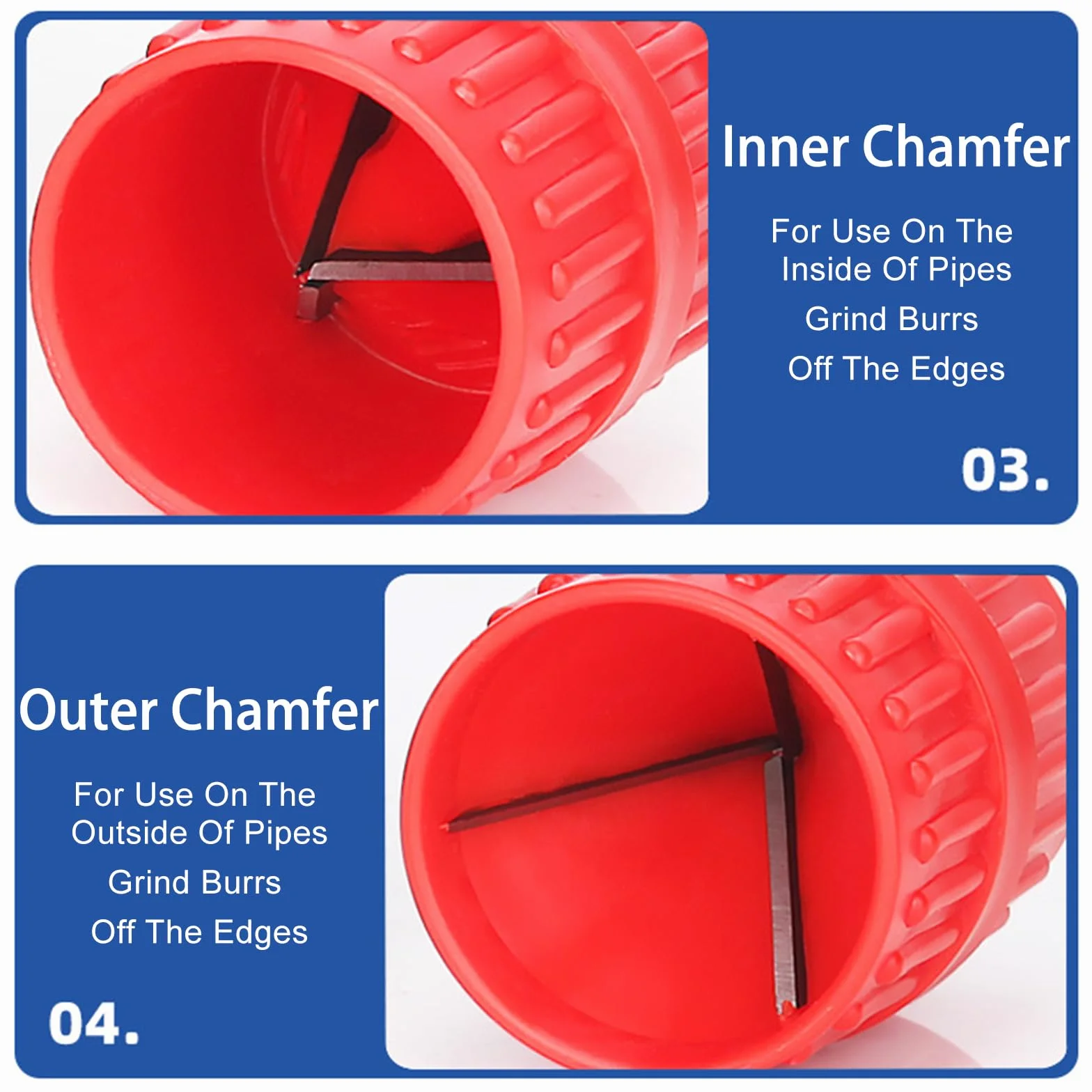 Herramienta de Desbarbado 2 en 1 Escariador Multicapa para Tuberías de Plástico y Cobre 5-38 mm Rojo