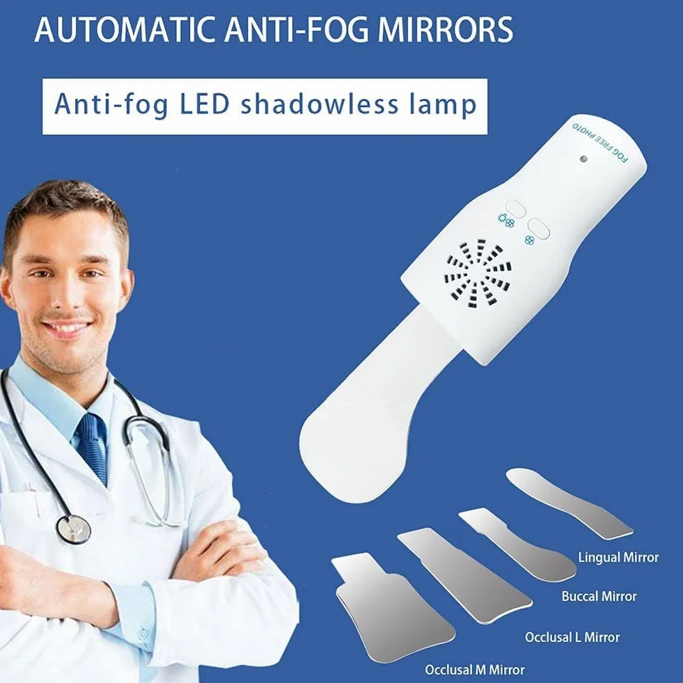 Espejo Dental LED sin Niebla para Ortodoncia, Reflector Fotográfico Intraoral 2 Lados