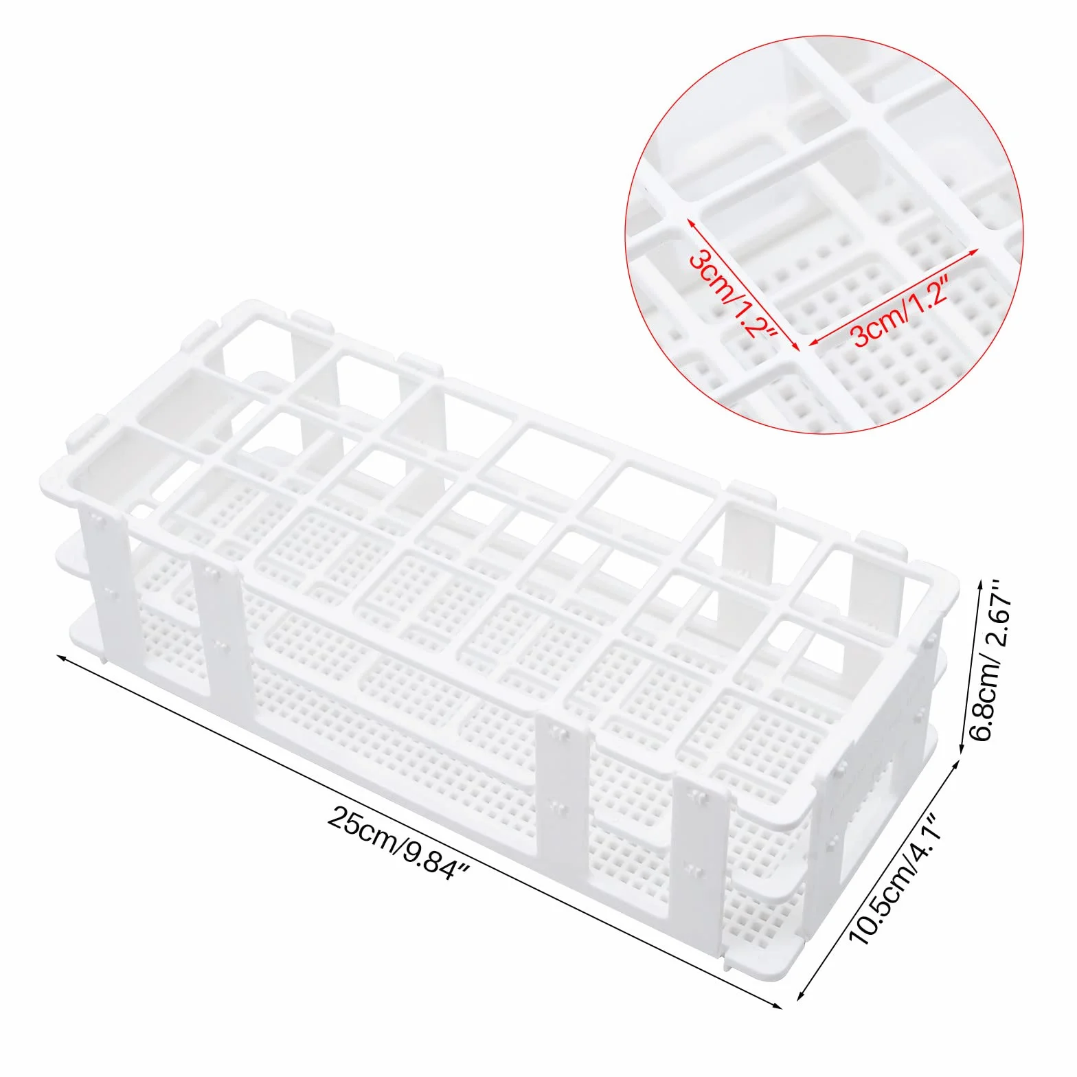 Soporte de tubo de ensayo de plástico 30mm 21 agujeros 3 uds para laboratorio educativo