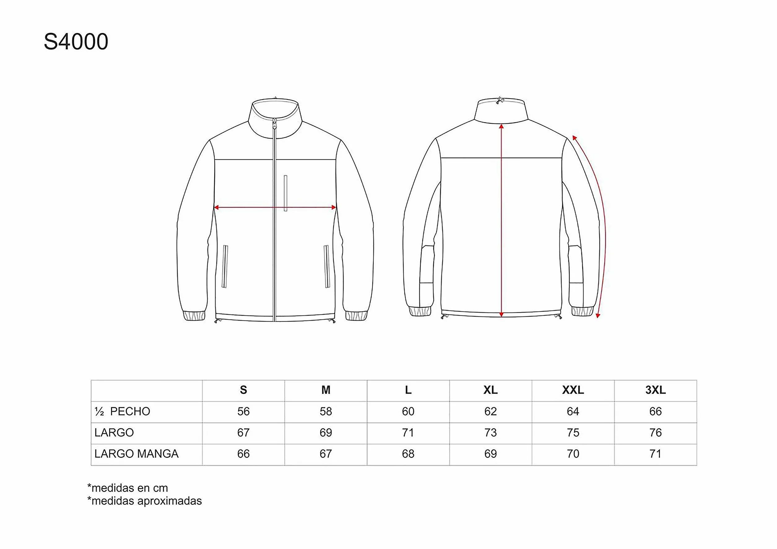 WORKTEAM Chaqueta Polar Hombre Cuello Alto Cremalleras Coderas Reforzadas