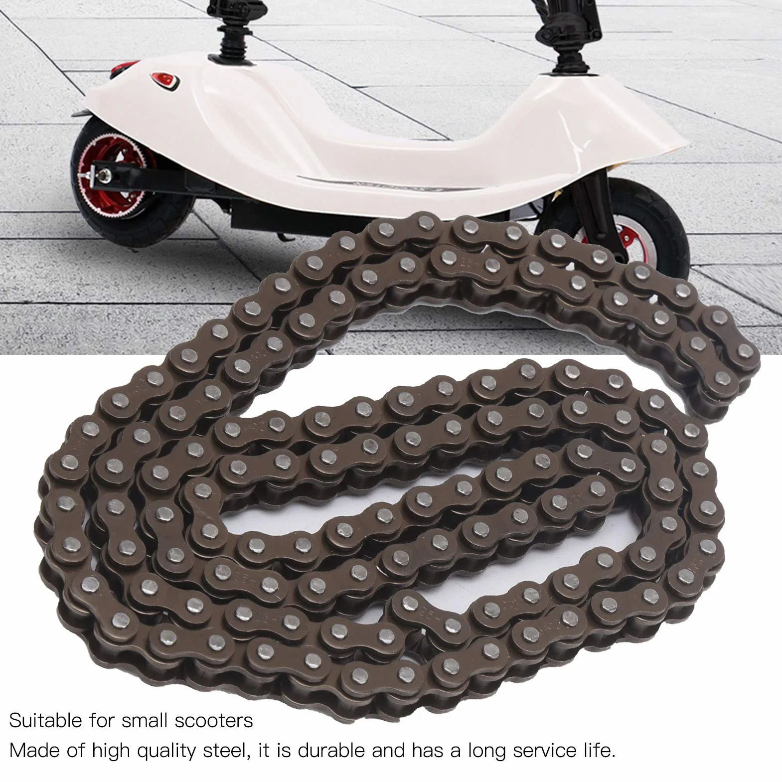 Cadena de Acero para Scooter 25H 124 Eslabones Transmisión Eléctrica Resistente Antioxidante