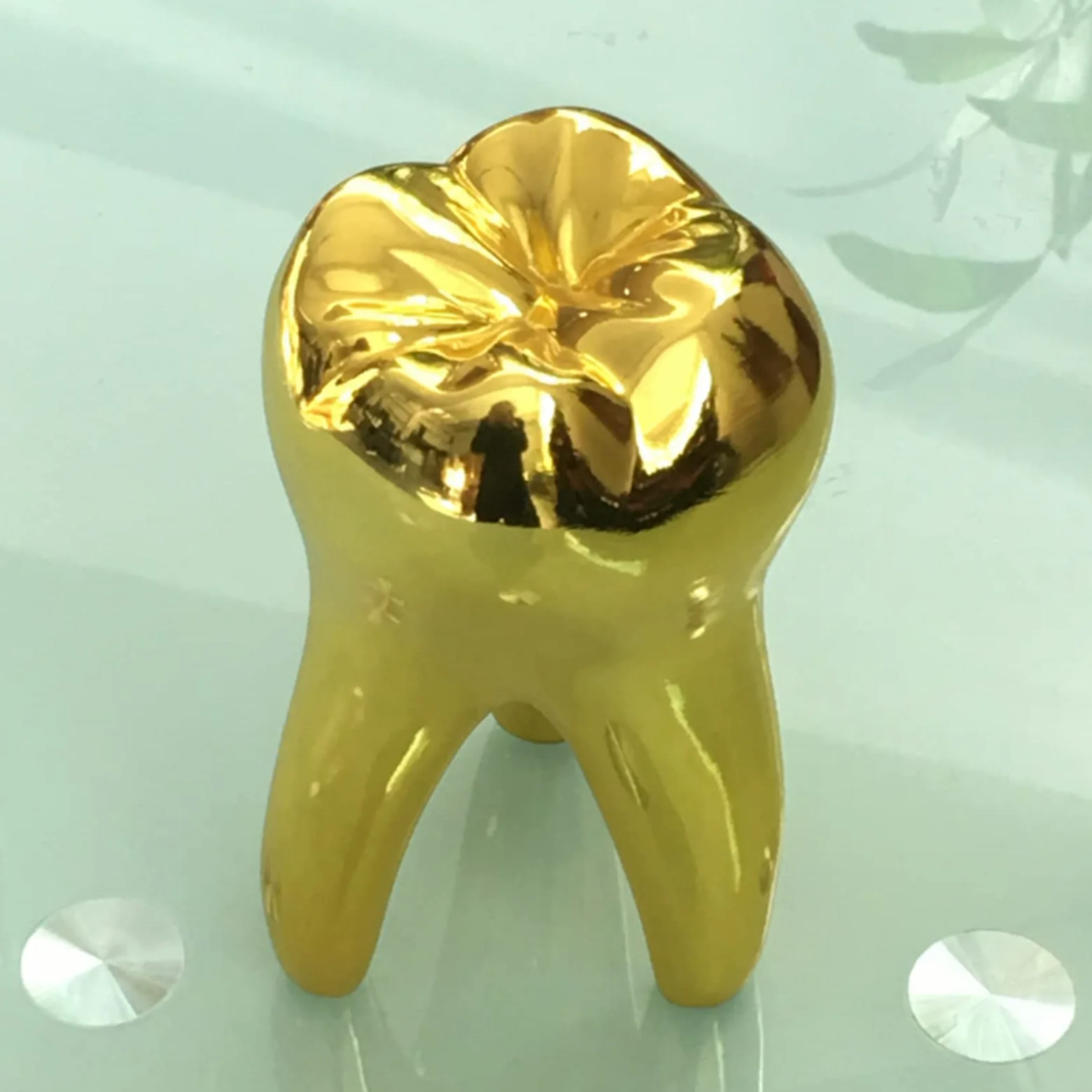 Adorno personalizado de resina con dientes dorados, decoración única de estatua dental para dentista, higienista dental, asistente dental