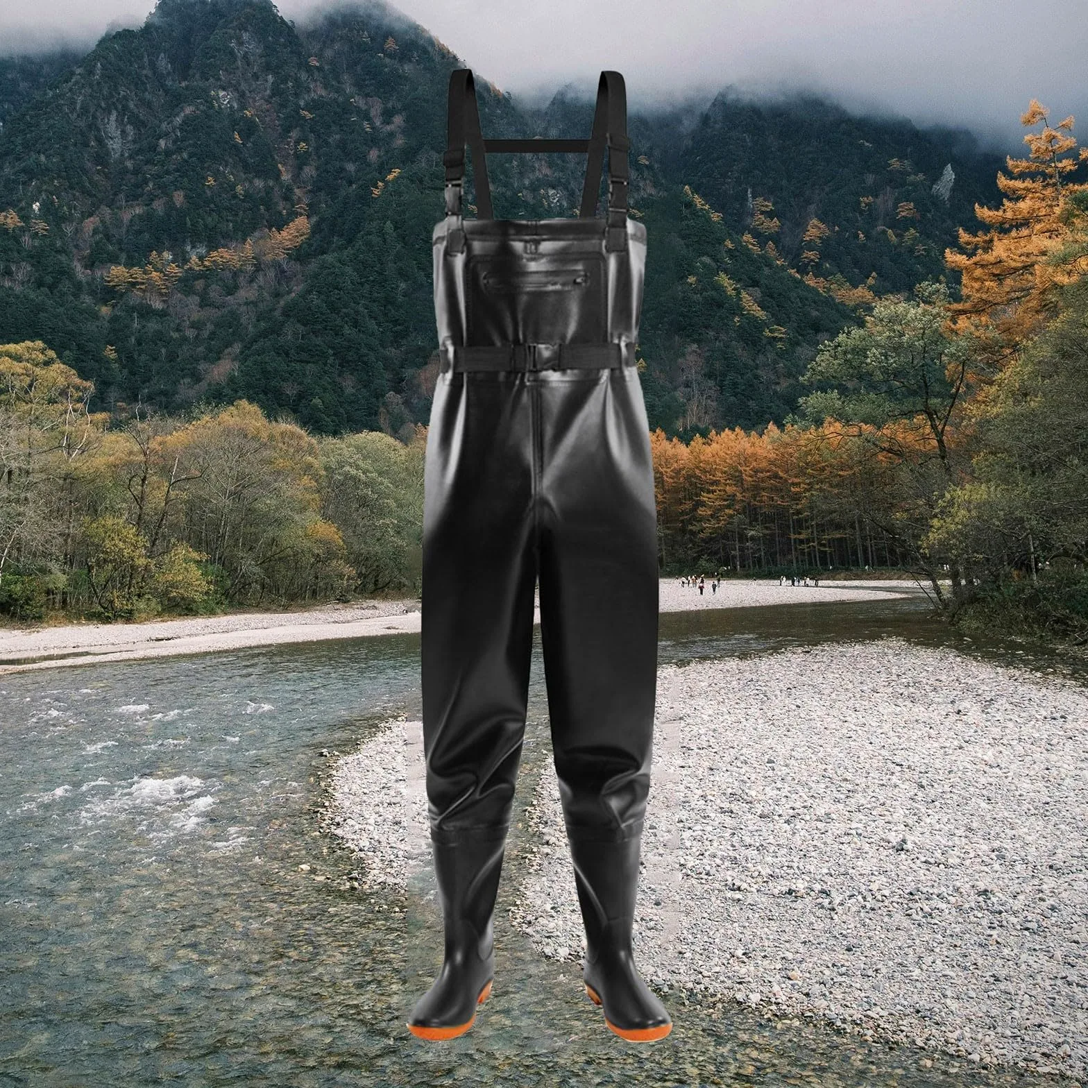Pantalones largos de trabajo para hombre - Pantalones de vadeo impermeables con botas, mameluco ajustable con bolsillos, pantalones de peto de color sólido para pesca, granjas, trabajos de