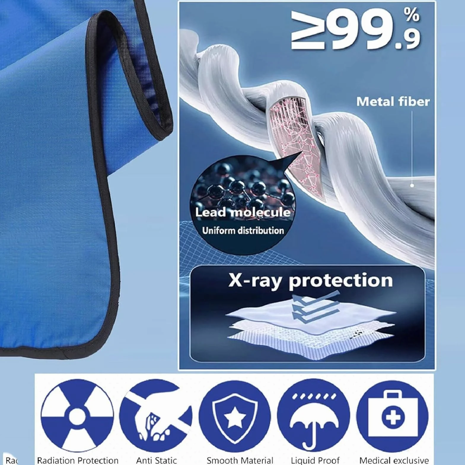 Delantal de plomo 0,35/0,5 Mmpb, chaleco de protección contra rayos X para adultos