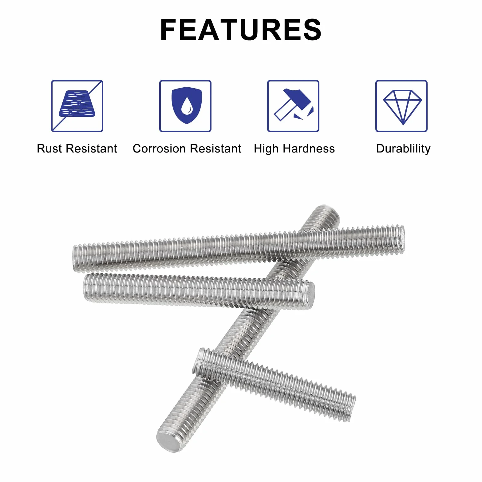 QUARKZMAN Varilla Roscada M8 x 40mm Acero Inoxidable 304 Rosca Derecha 4 Piezas
