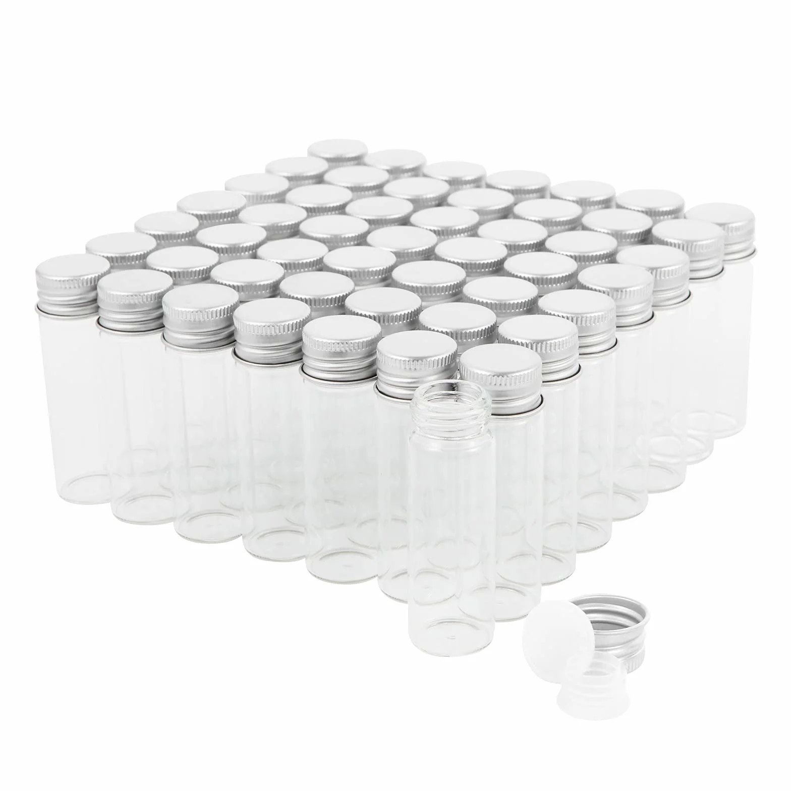 Viales de Vidrio 15 ml con Tapón de Rosca y Tapa Interior de Plástico, 50 Unidades