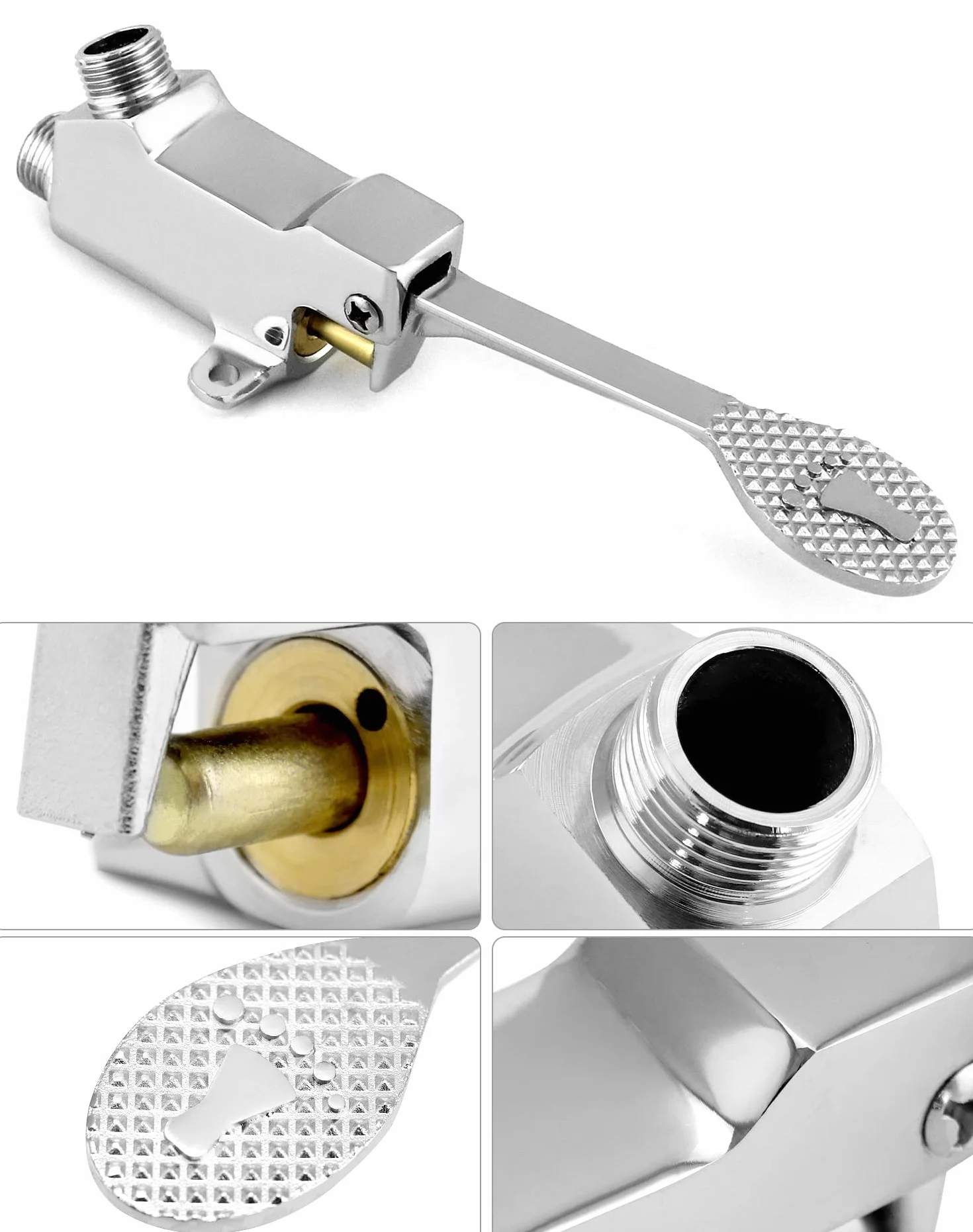 QWORK Válvula de Pedal en Piso, Válvula de Agua Cromada para Cocina y Baño