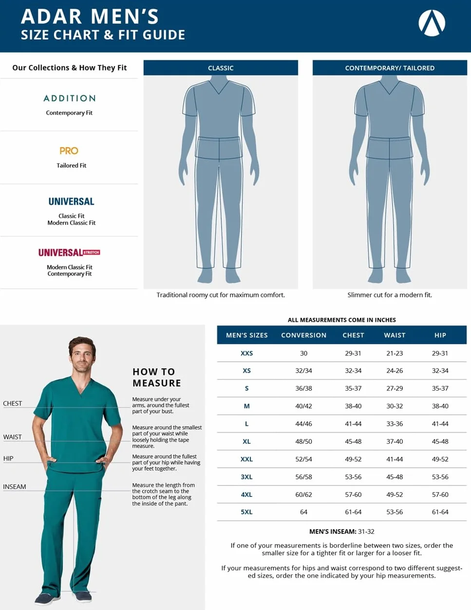Adar Uniforme médico para Hombres Casaca de Cuello en V y Pantalones Cargo