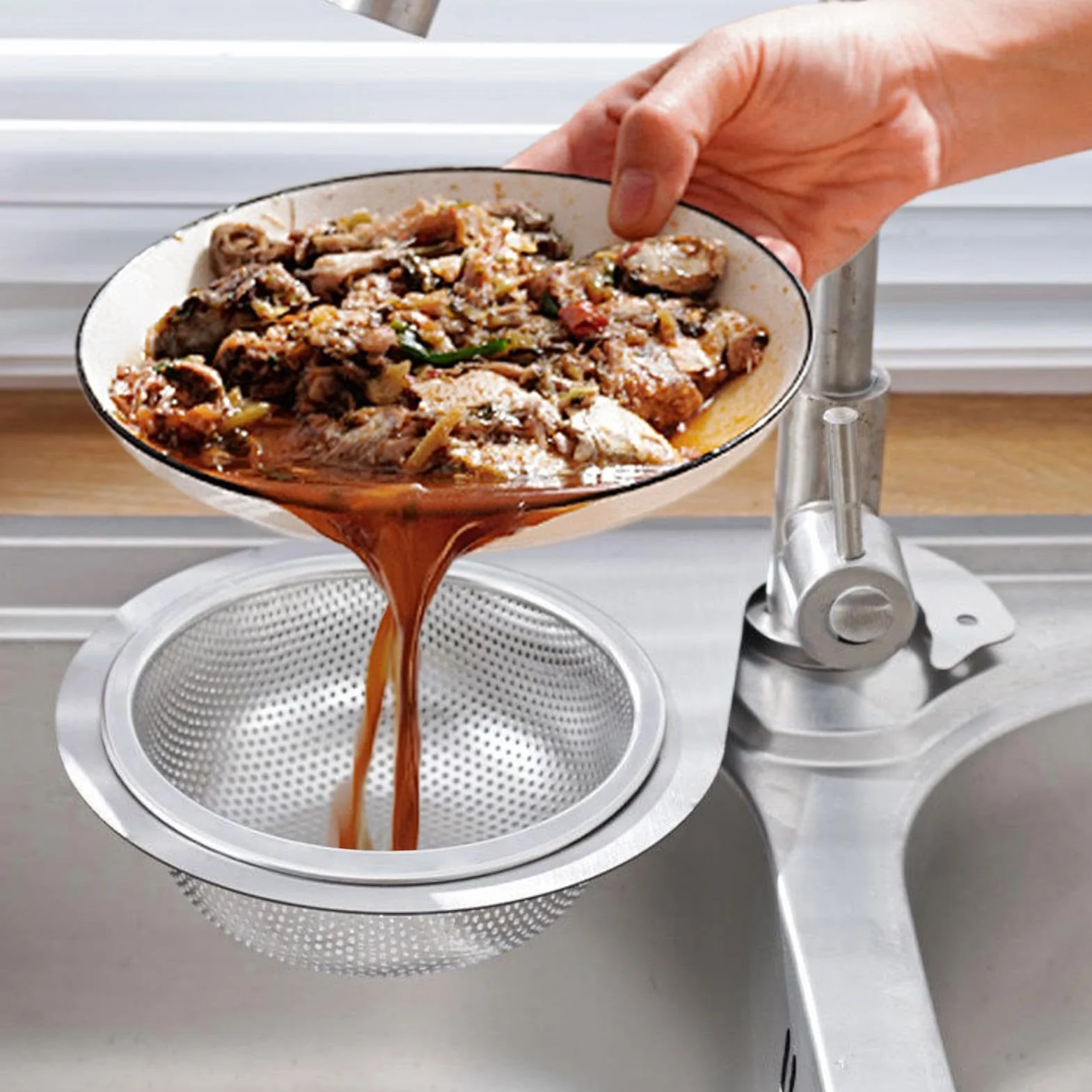 Filtro para fregadero de cocina de acero inoxidable, cesta de drenaje multifuncional antiobstrucción