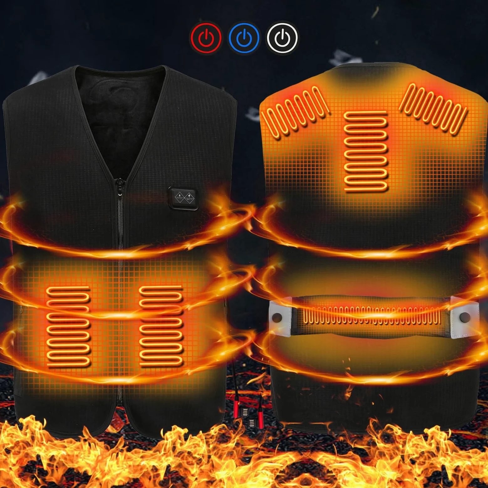 Chaleco Calefactor Eléctrico Usb Hombre Mujer Chaqueta Calefactable Chaqueta TéRmica de Invierno sin Mangas, 6 Zonas Calefacción Chaqueta Casual sin Capucha Inteligente Temperatura Control