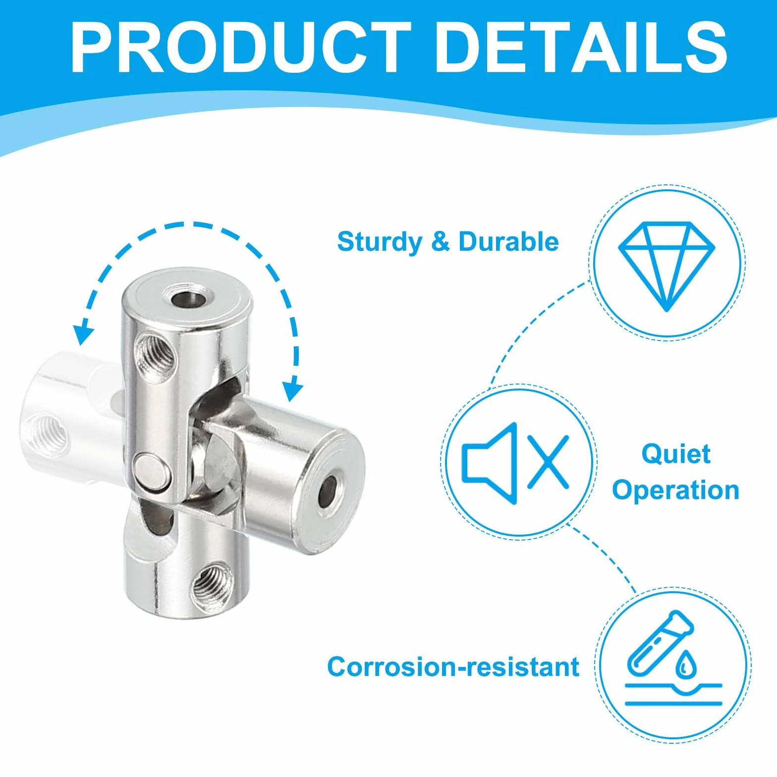 PATIKIL Acoplador de Junta Universal 5mm a 8mm Diámetro Interno, 2 Piezas para Motores y Robots