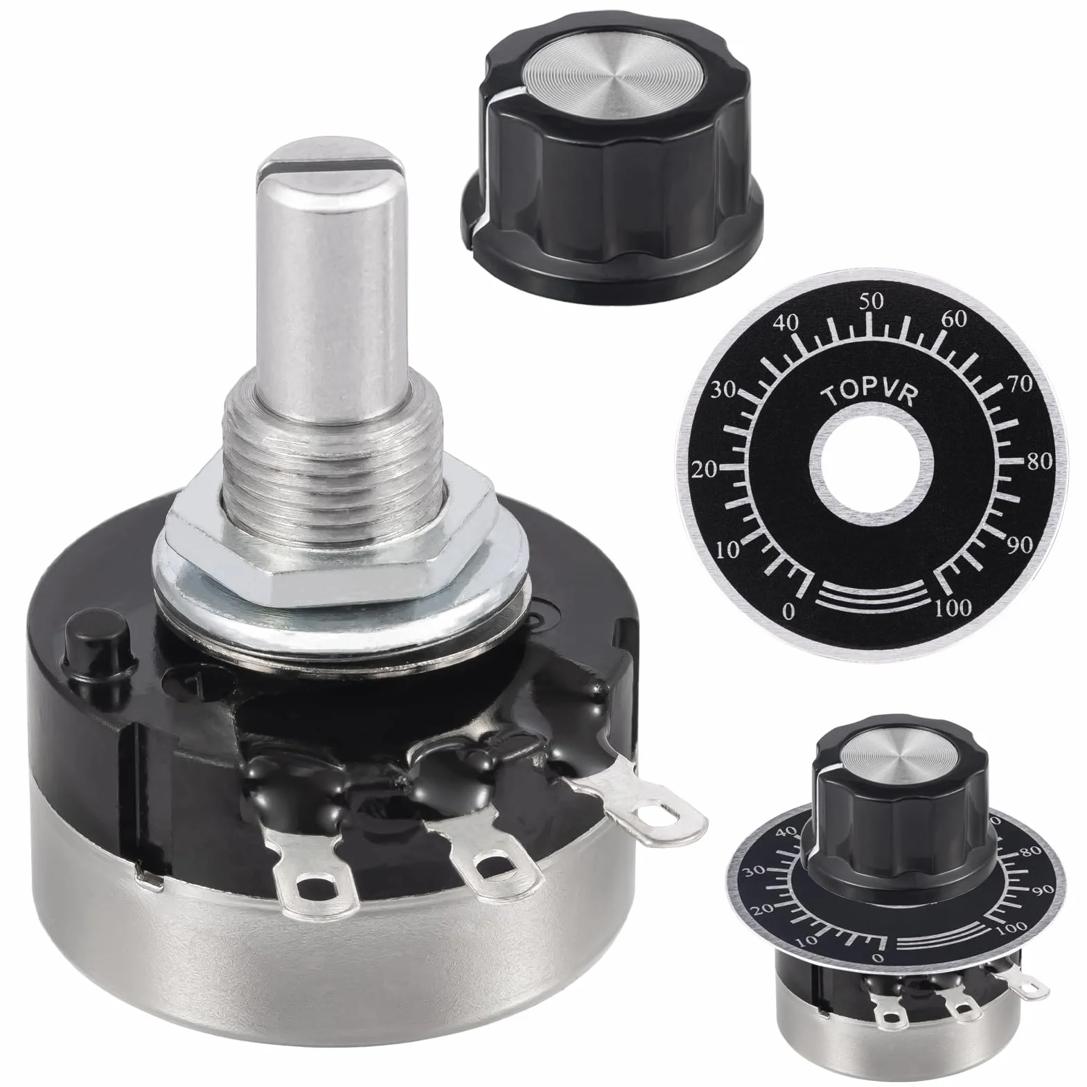 RV24YN20S 10K Ohm Potenciómetro Rotativo Cónico B103 Potenciometro de Película de Carbono de Giro Único 10K Ohmios Potenciometros Rotatorio Single Turn con Perilla A03 y Dial