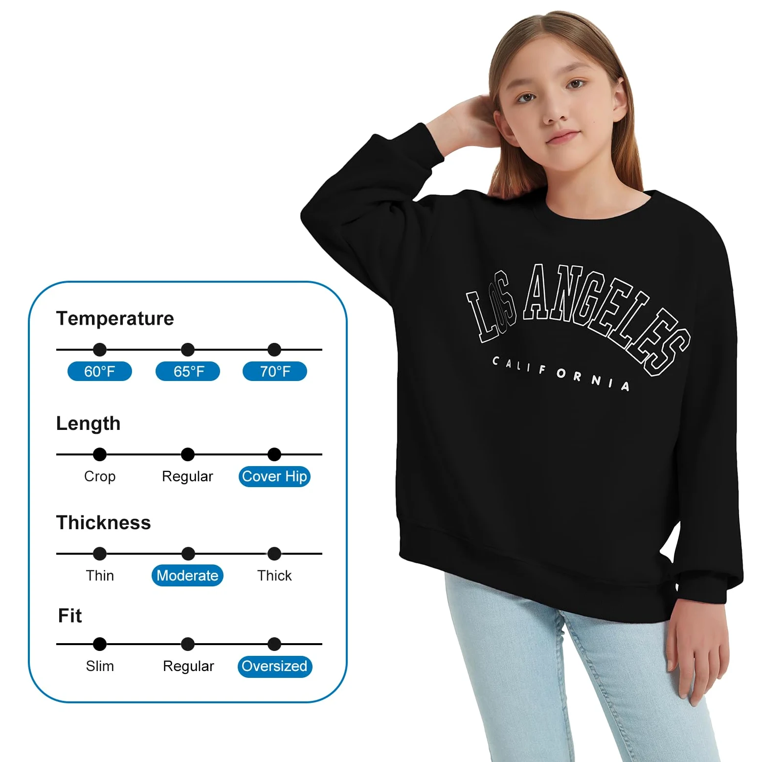 EXARUS Sudadera con capucha para niñas, de gran tamaño, con estampado de letras, cuello redondo, manga larga, casual, para la escuela
