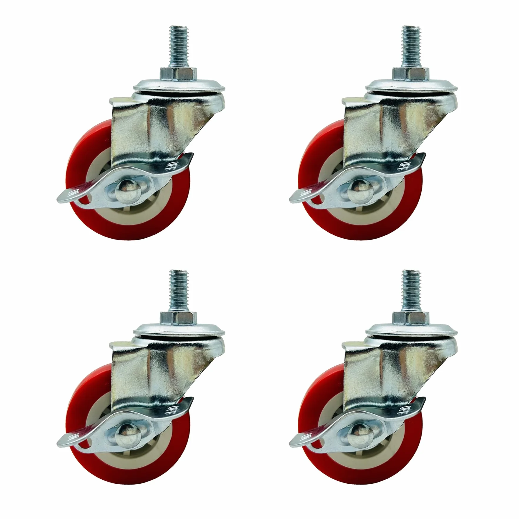 Ruedas Giratorias de PU con Freno 360° Ø 50mm IC4214A Paquete de 4 para Muebles Armarios