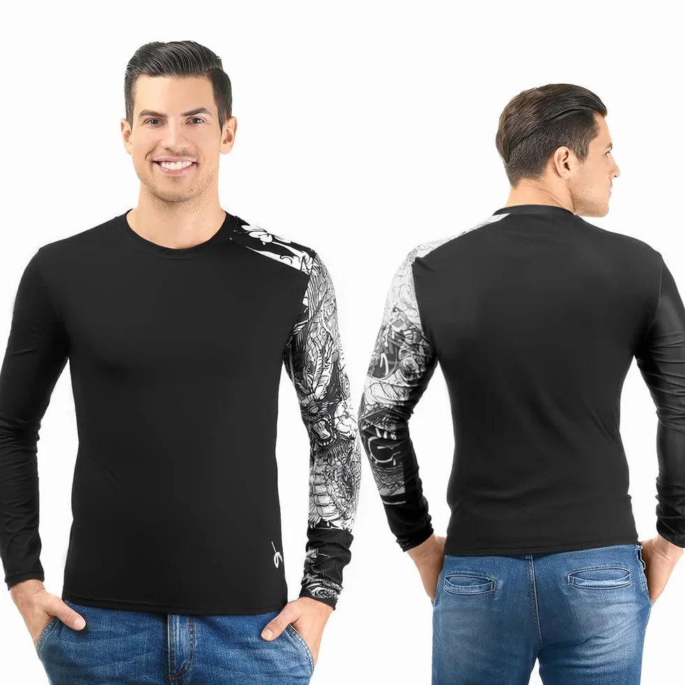 Camiseta Proteccion Solar Hombre Manga Larga UPF 50+ Anti UV Secado Rápido para Surf Natacion Running