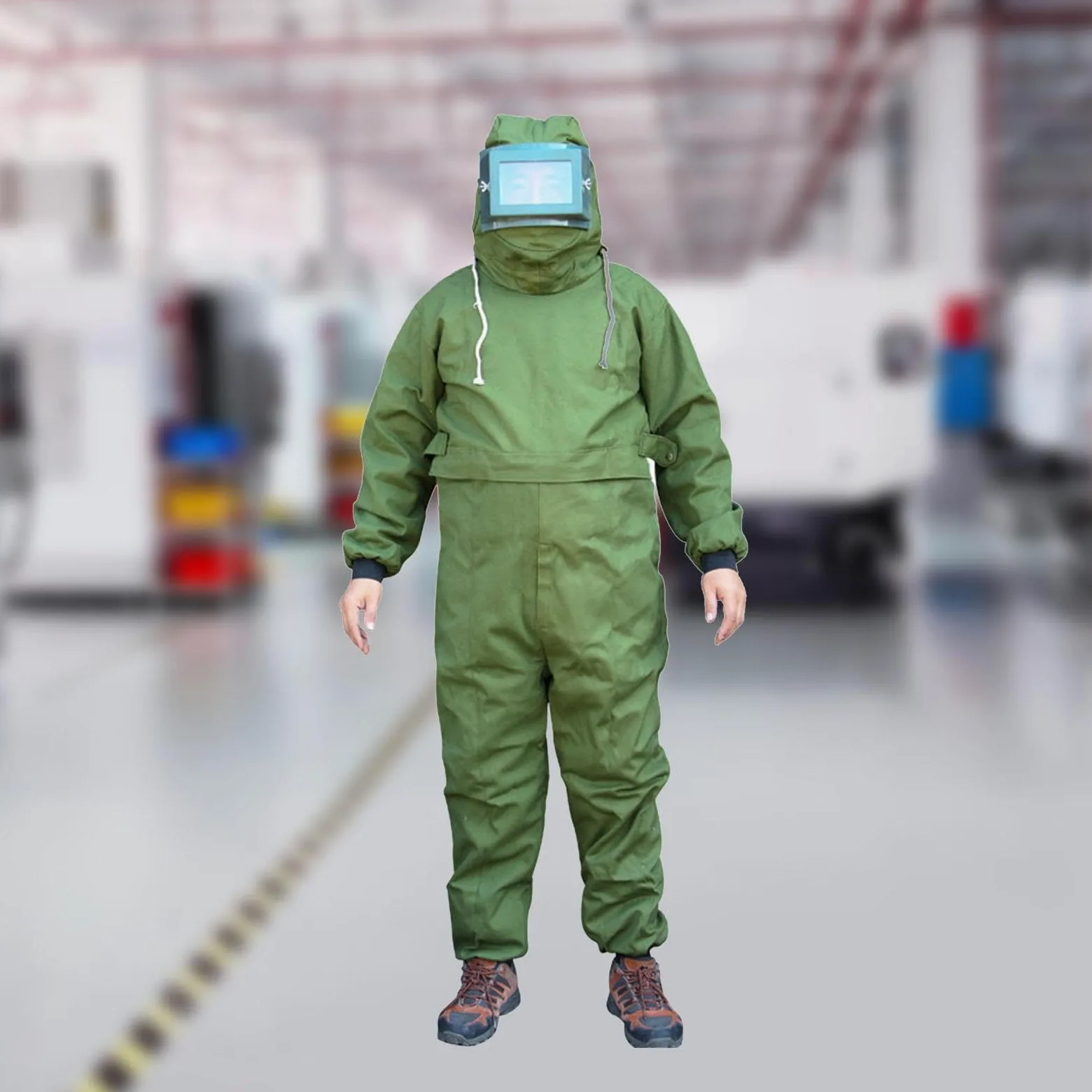 Traje de Protección para Chorro de Arena, Ropa Protectora, Mono de Protección, Traje con Capucha de Cobertura Total para Chorro de Arena, Dise