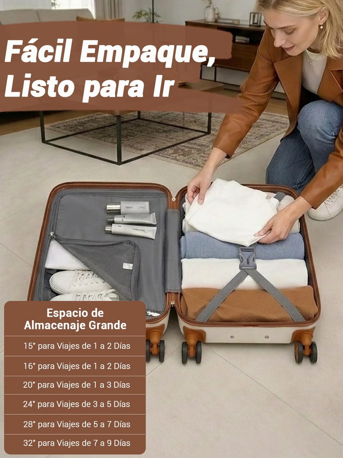 Kono Maletas de Viaje Grandes 23 Kilos, Maleta Grande 75 cm de ABS+PC con Textura Antiarayaduras, Maletas de Viaje con Cremalleras, Cerradura TSA, Femenina y Suave (Crema)