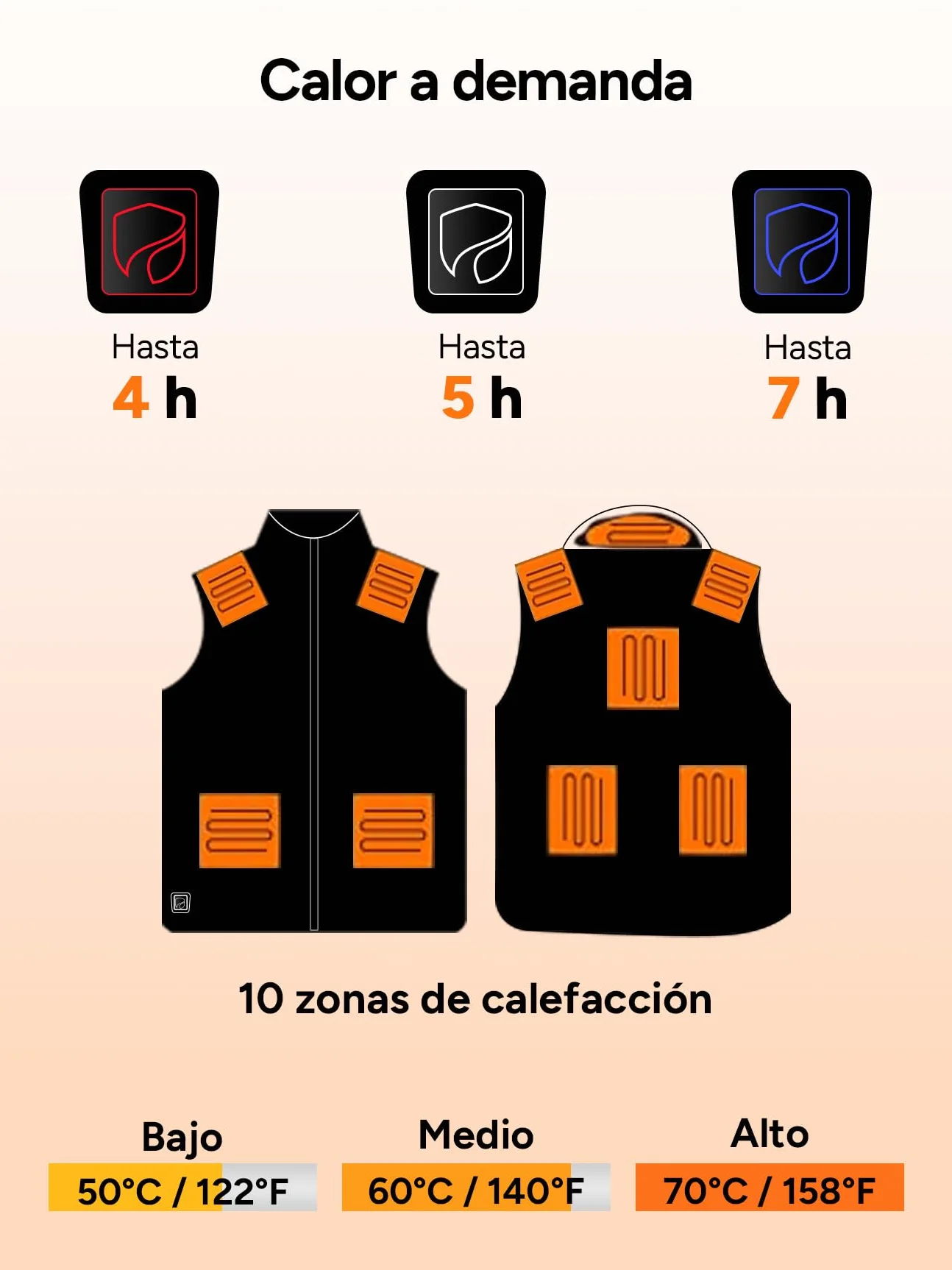 DR.PREPARE Chaleco Calefactable con Capucha para Hombre y Mujer, Batería de 7,4 V 16000 mAh, 3 Niveles de Calefacción 10 Zonas Chaleco Térmico para Esquí Pesca Senderismo Camping