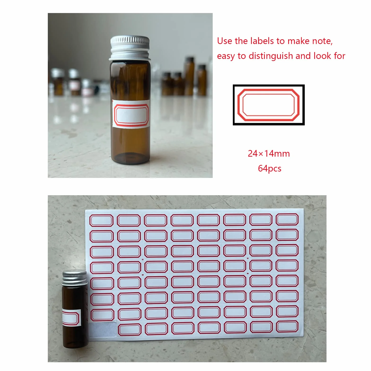 Ámbar Viales de Vidrio 15 ml con Tapones de Rosca y Tapas Interiores de Plástico, Vial de Muestra de Líquido Marrón Pequeño, 50 Unidades