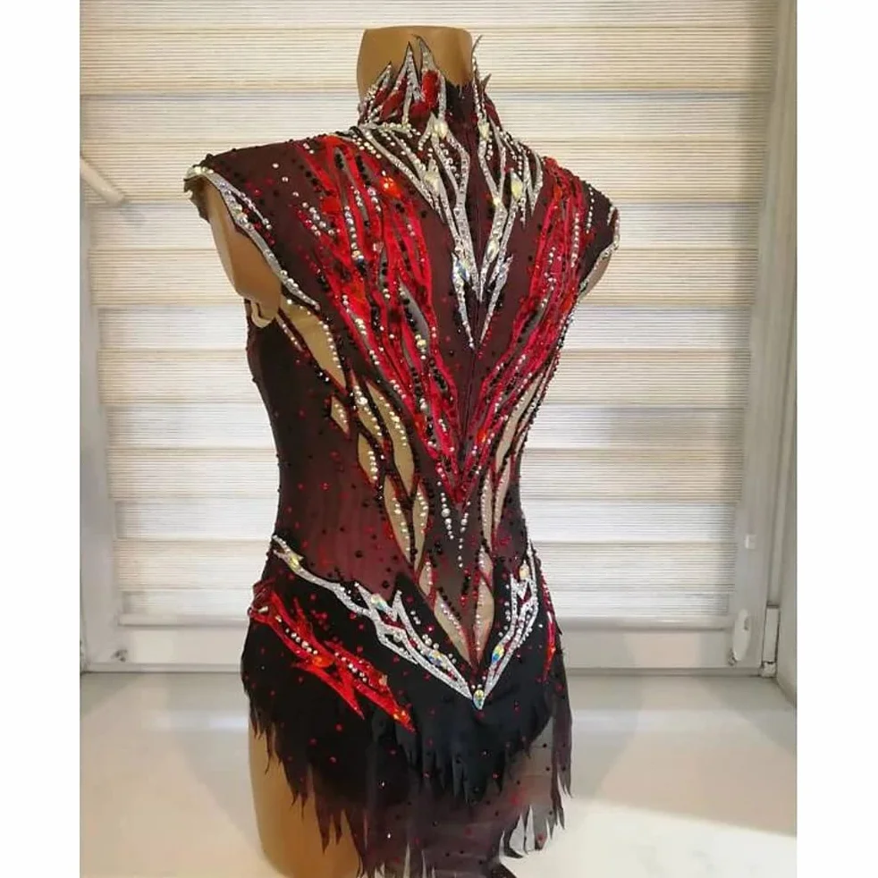 Maillot De Gimnasia Profesional para Niñas Vestidos De Competición para Patinaje Artístico sobre Hielo para Mujer Ropa De Gimnasia Rítmica Hecha A Mano Alta Elasticidad