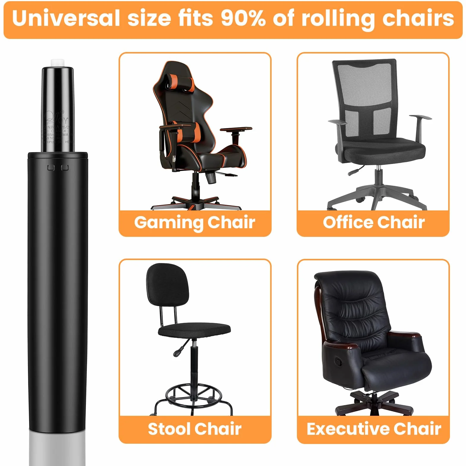 Cilindro de Gas para Silla de Oficina, Class 4, 1000LBS (450kg), 245-345mm, Altura Ajustable